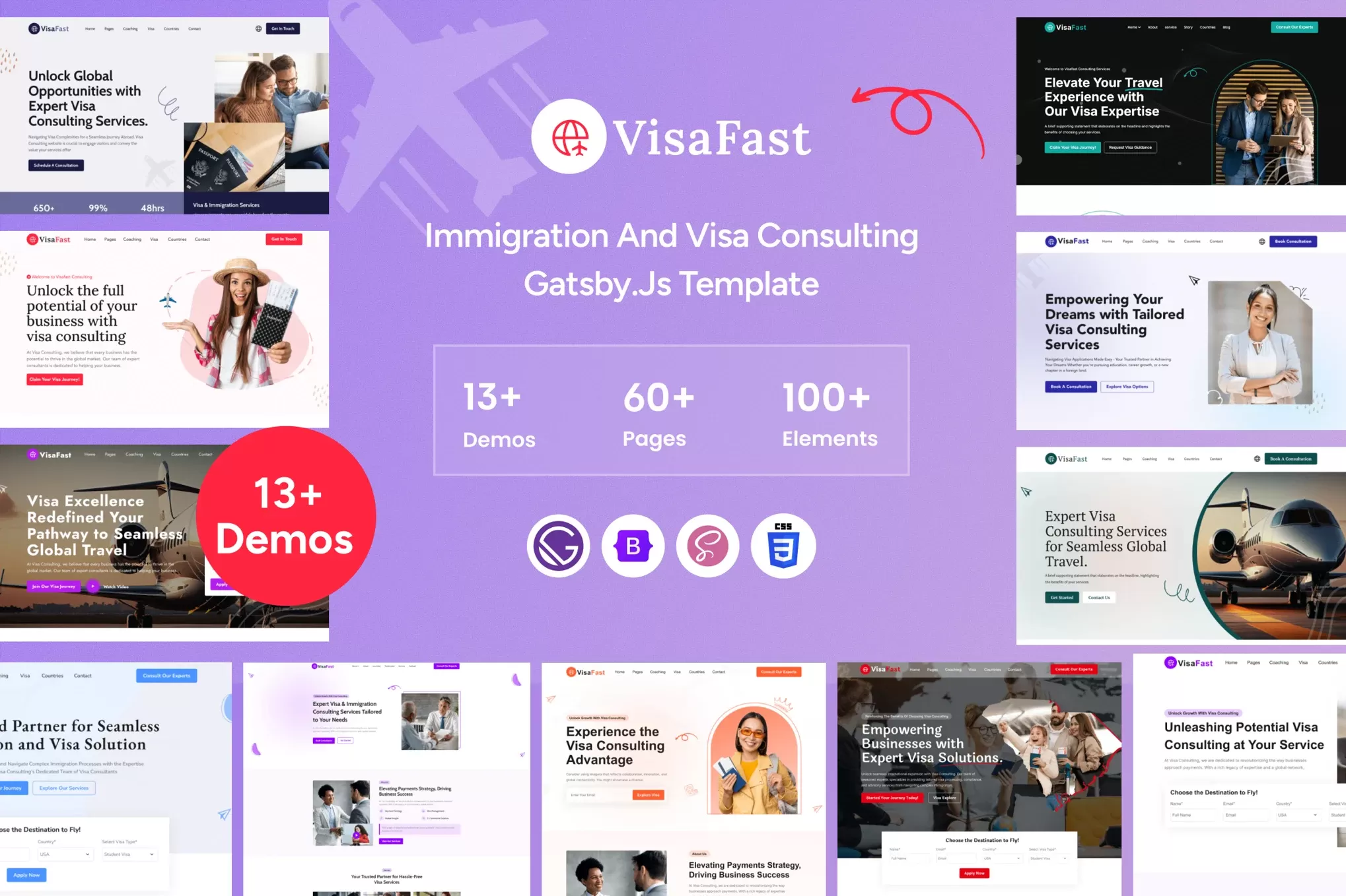 Visafast – GatsbyJS移民签证模板，签证咨询机构官网
