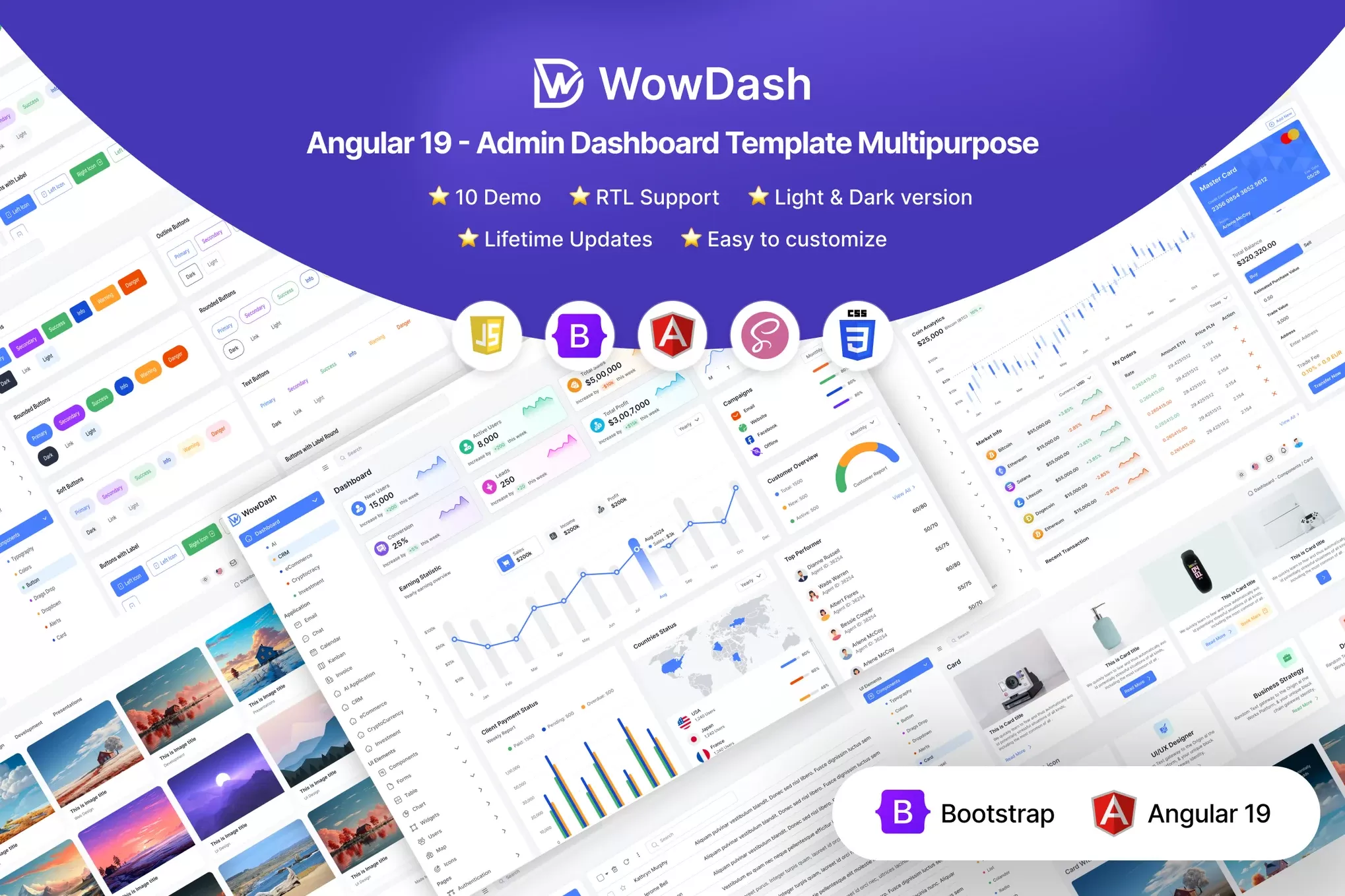 WowDash – Angular19管理仪表板模板,后台数据看板