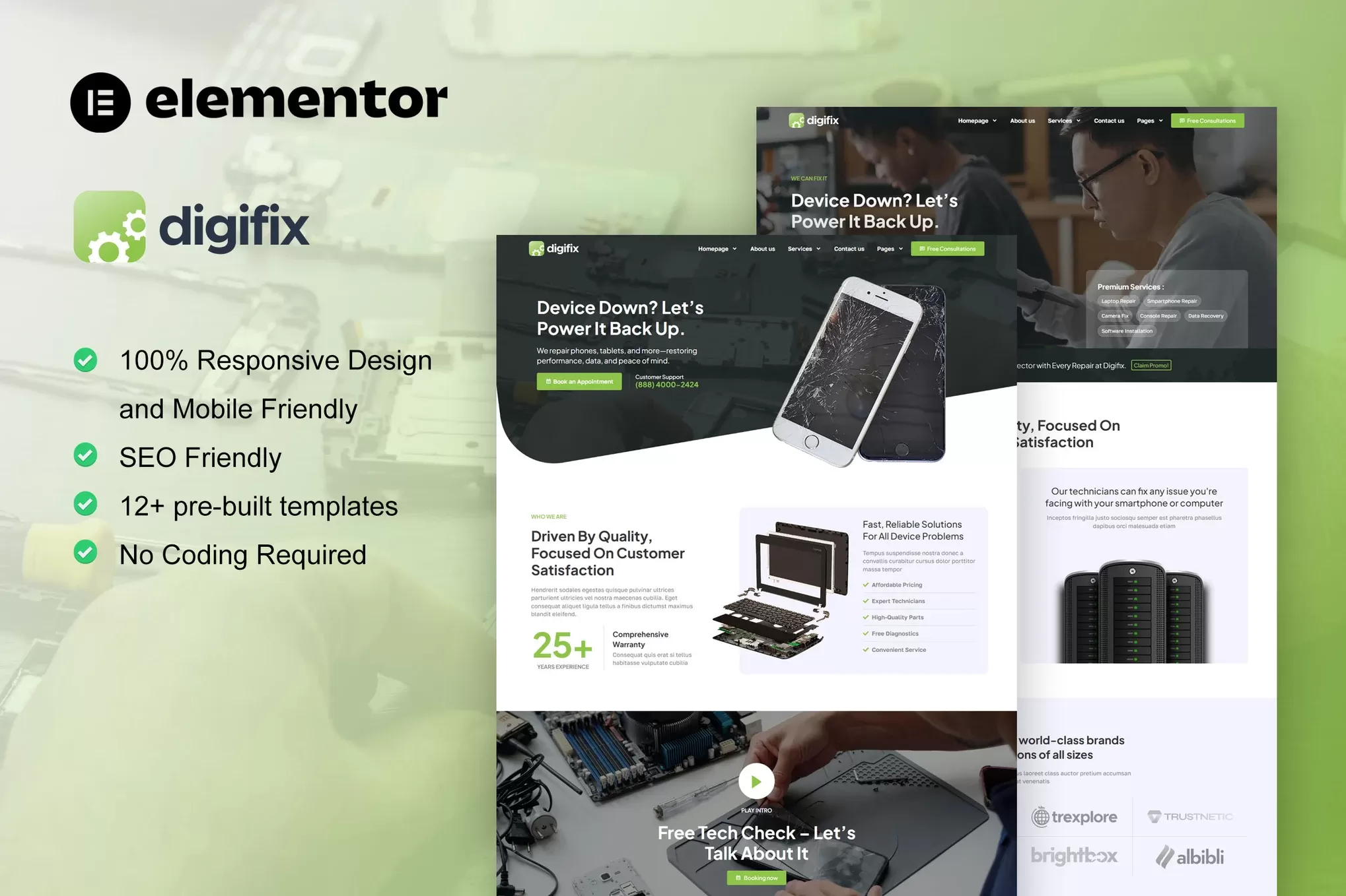 DigiFix – 手机维修Elementor Pro模板套件,数码服务官网