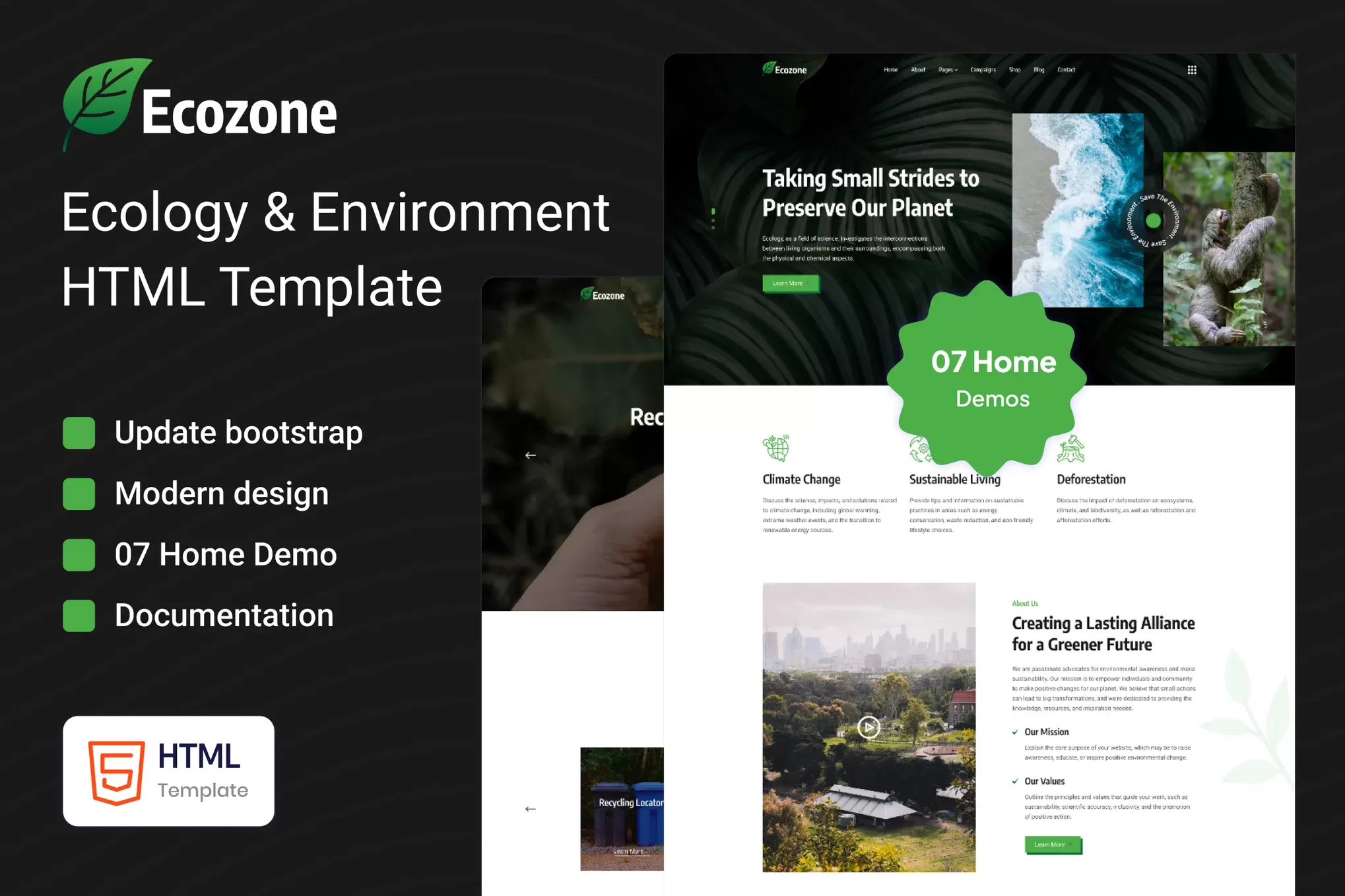 Ecozone – 生态环境HTML模板,环保组织官网