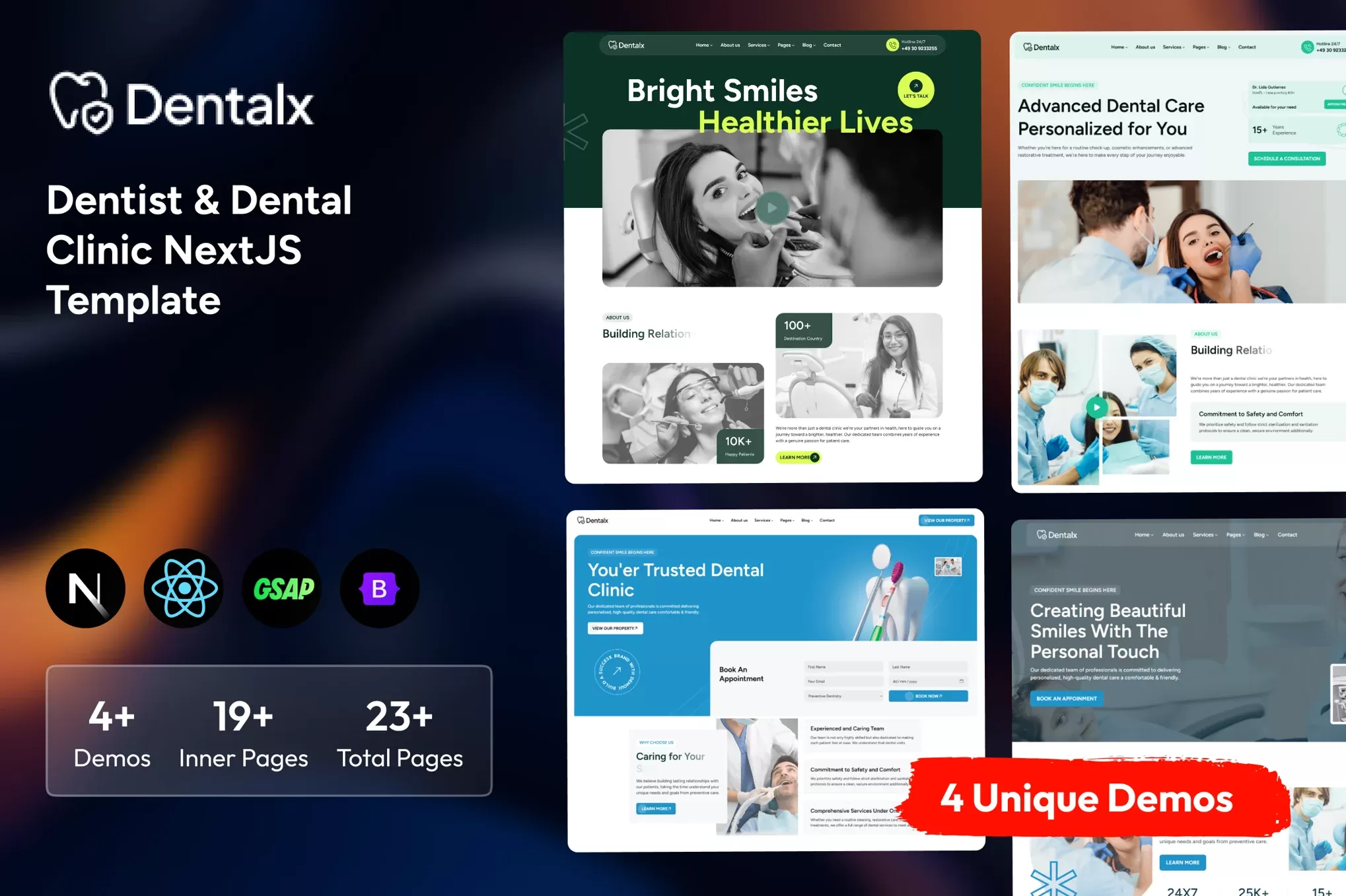 Dentalx – 牙科诊所Next.js模板，牙医预约官网