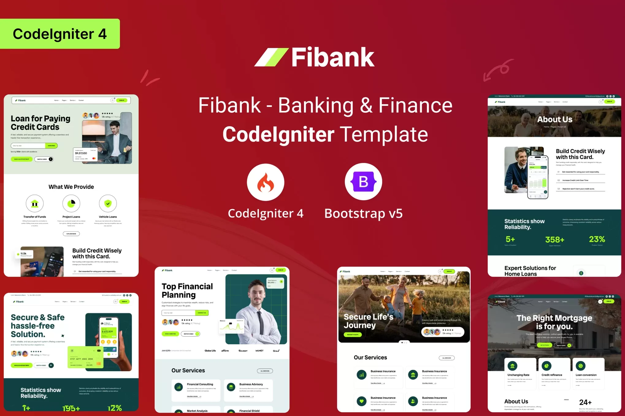 Fibank – 银行金融CodeIgniter模板,理财服务官网