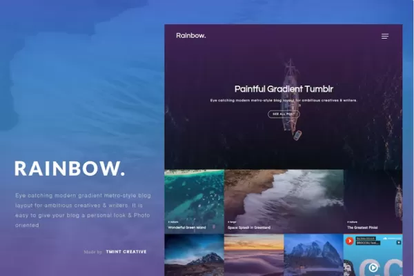 Rainbow – 渐变网格Tumblr主题,Gradient Grid布局