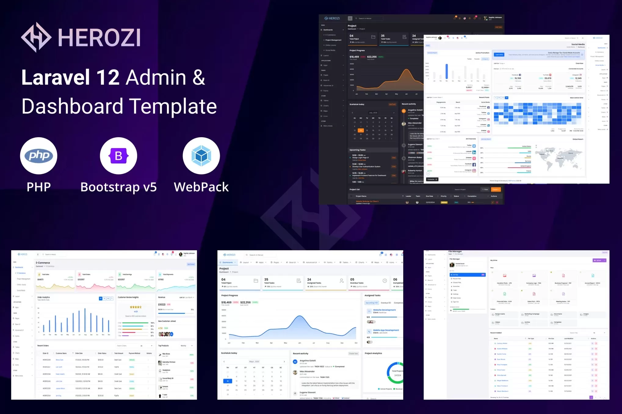 Herozi – Laravel 12管理控制台模板,后台仪表板