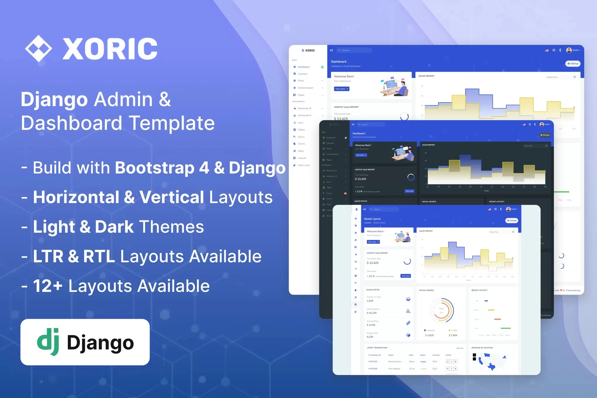 Xoric – Django管理控制台模板，后台数据可视化