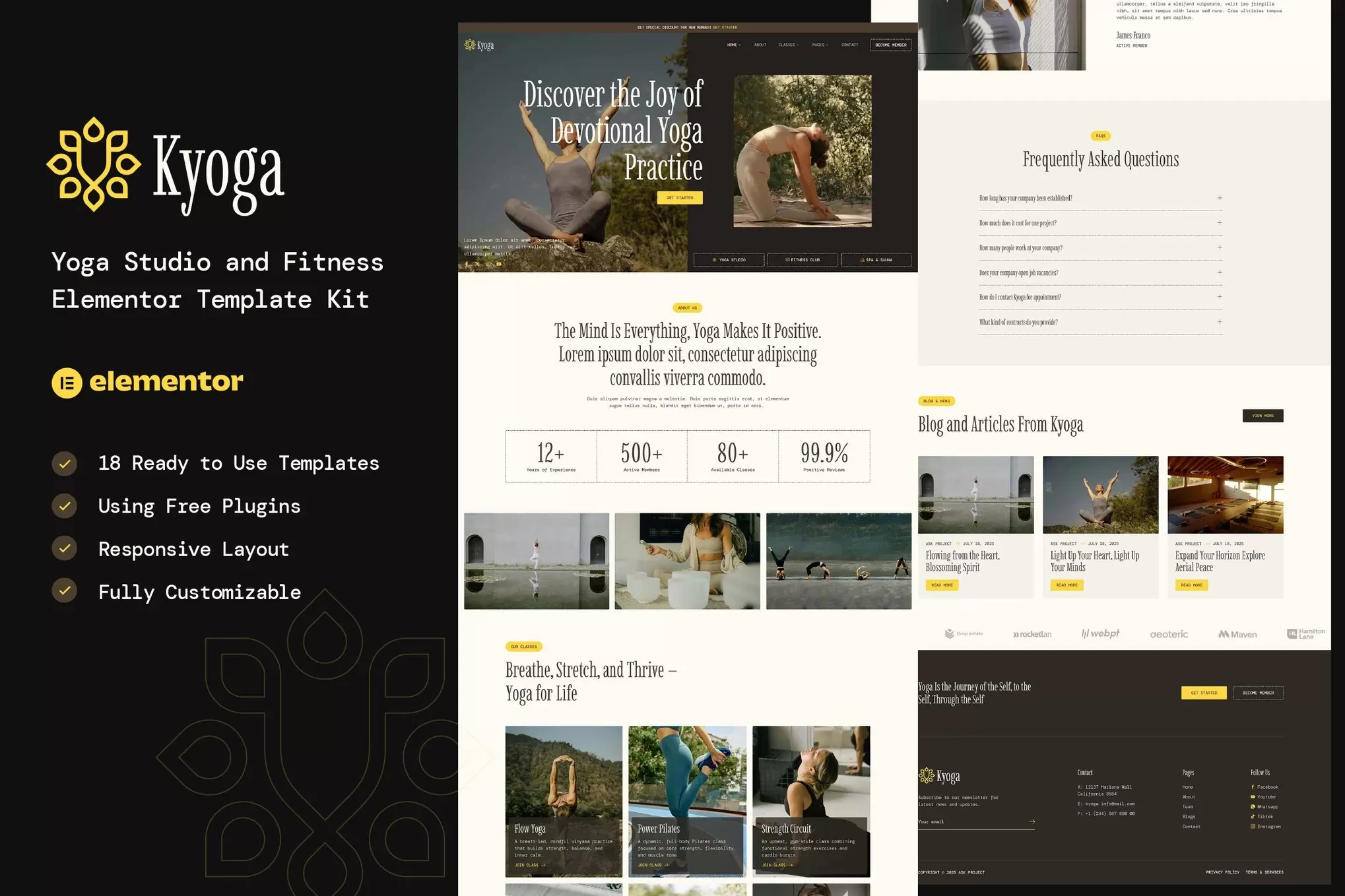 Kyoga – 瑜伽健身Elementor模板套件,瑜伽工作室官网
