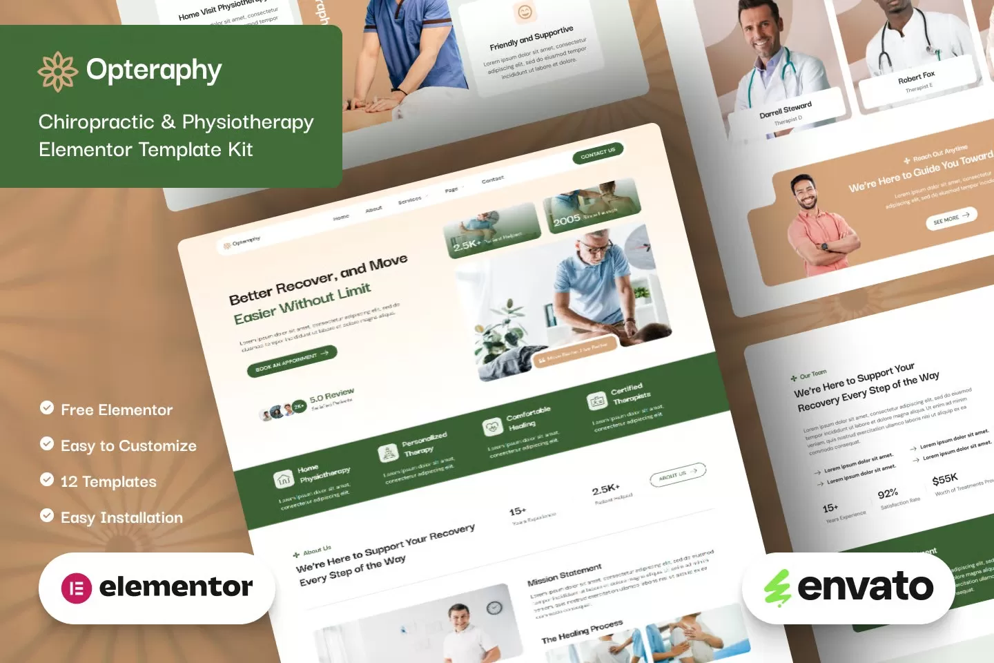 Opteraphy – 脊椎理疗Elementor模板套件,物理治疗官网