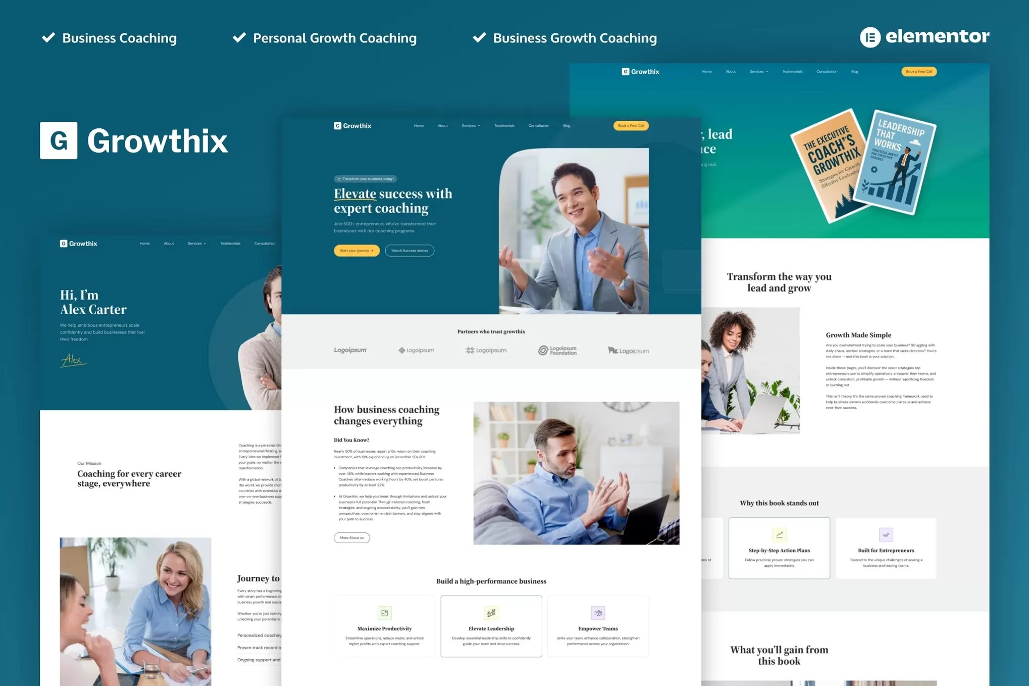 Growthix – 商业教练Elementor Pro模板套件,教练咨询官网