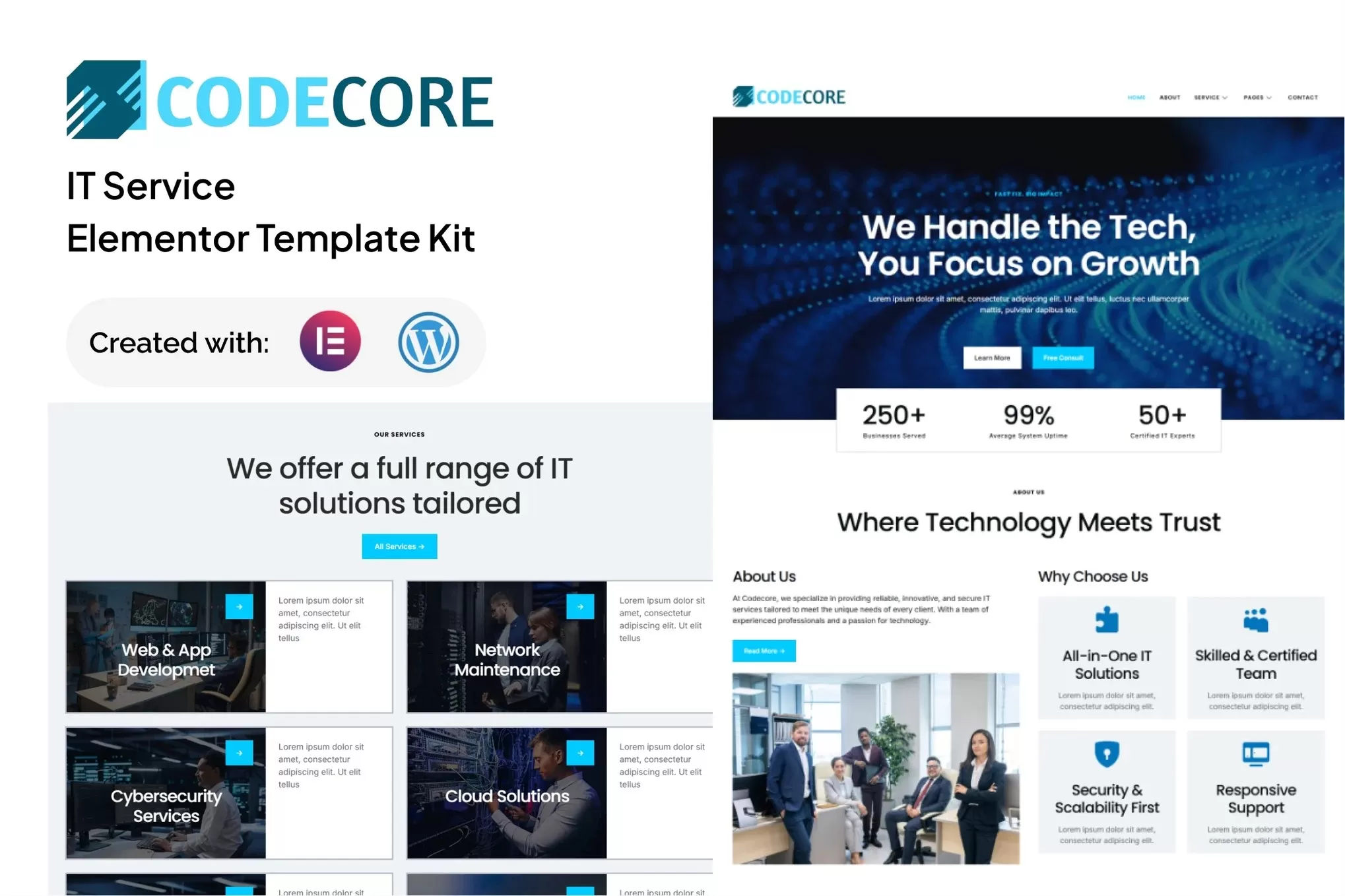 Codecore – IT服务Elementor模板套件,技术服务官网