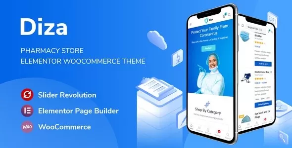 Diza – 药店Elementor WooCommerce套件,医药电商官网