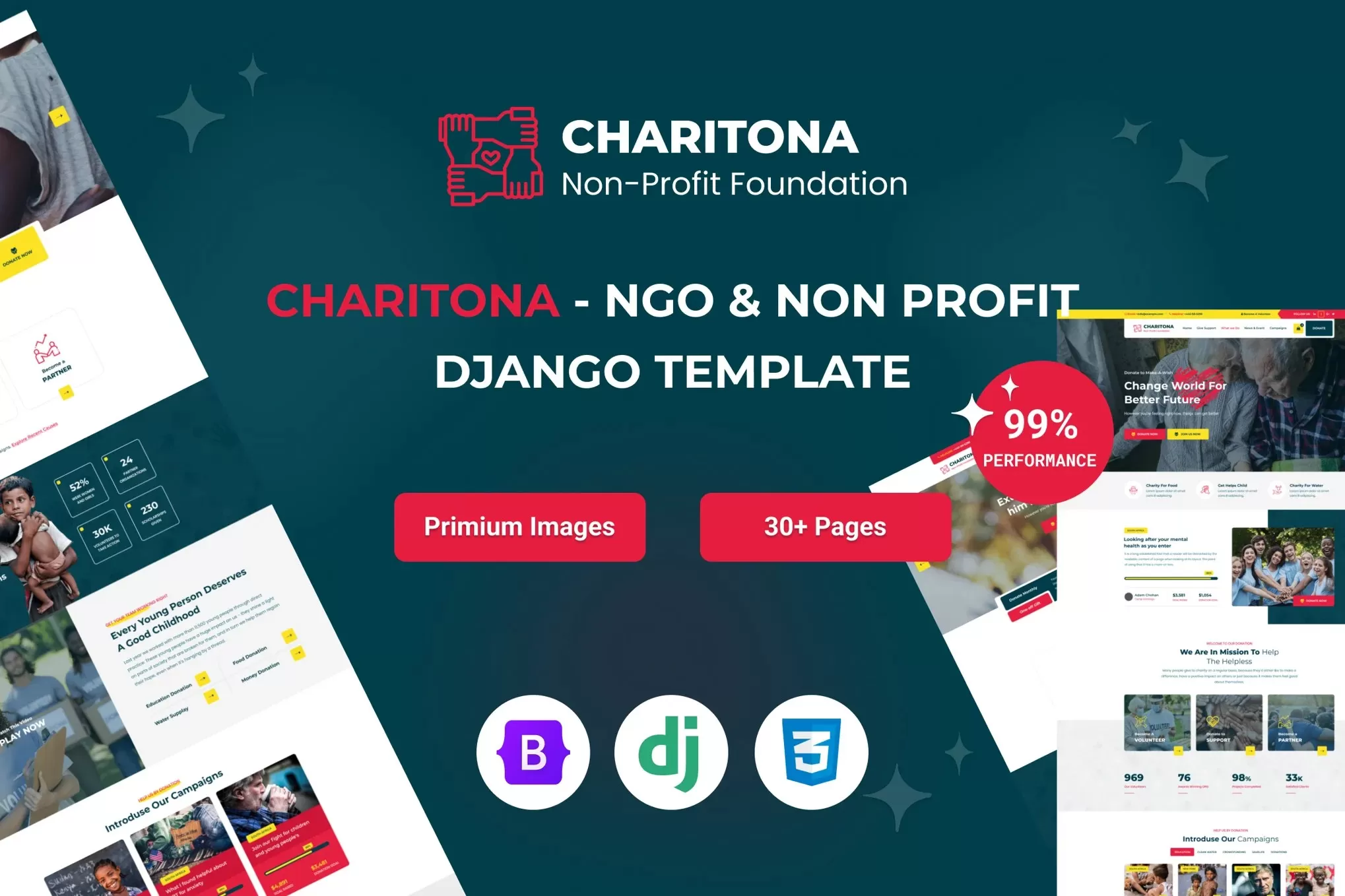 Charitona – 慈善公益Django 5模板,非营利组织官网