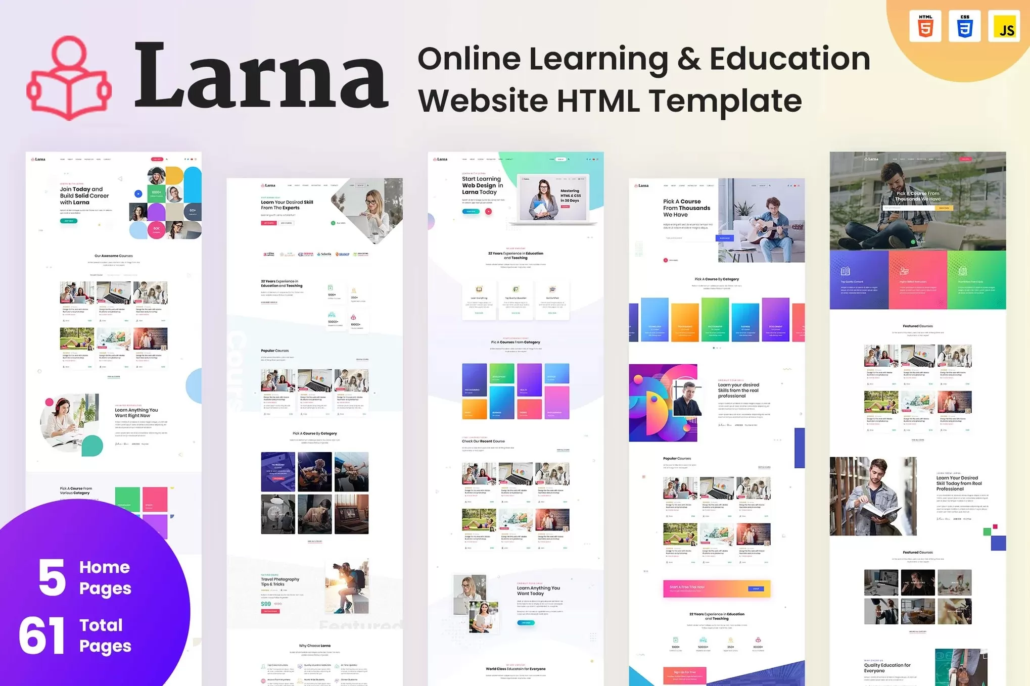 Larna – 在线教育HTML模板,课程学习平台官网