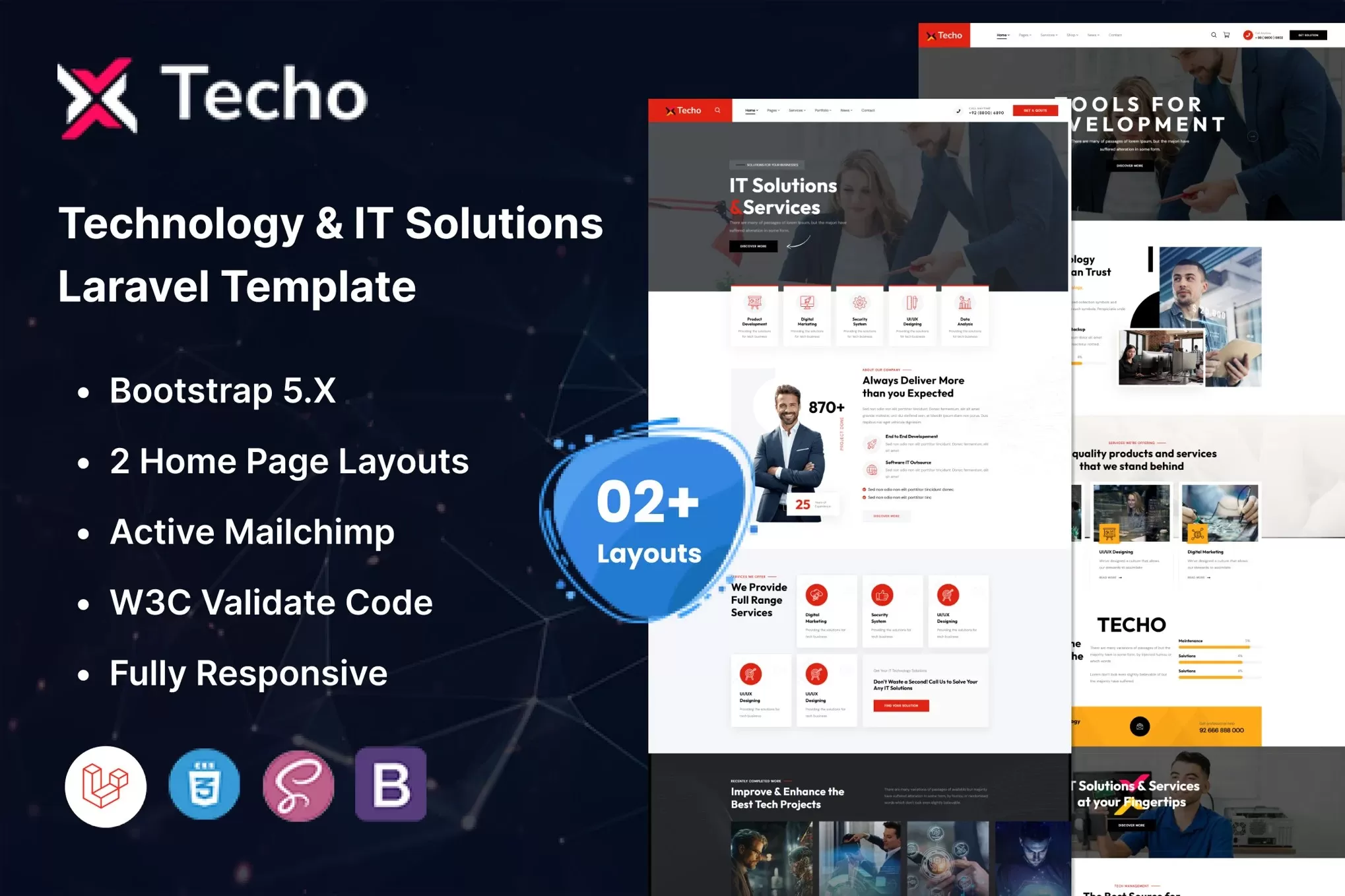 Techo – 技术IT解决方案Laravel模板,科技公司官网