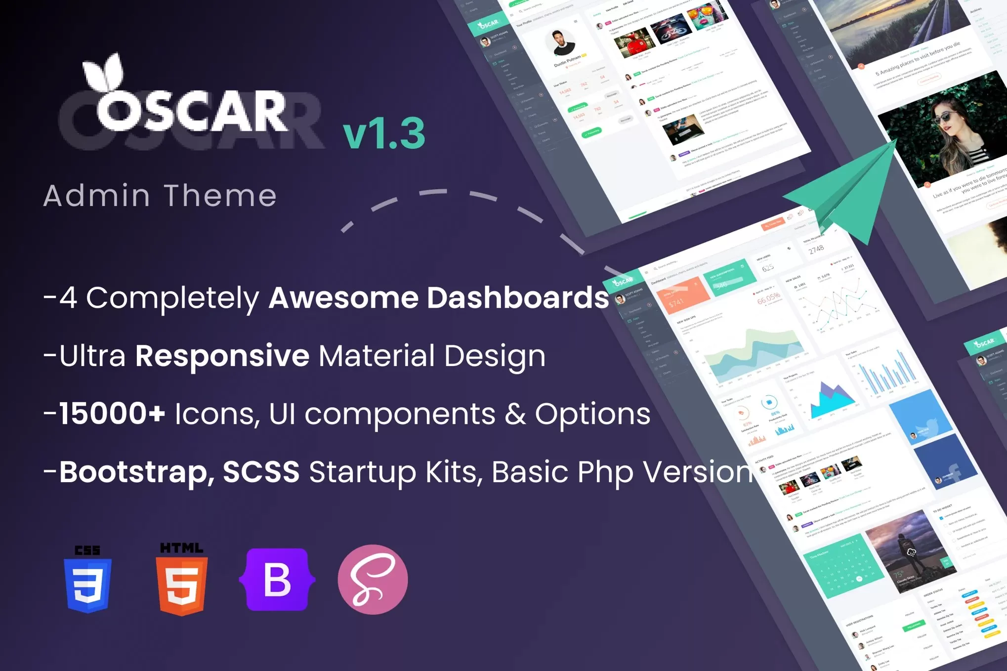 Oscar – Bootstrap 4管理HTML模板,后台仪表板