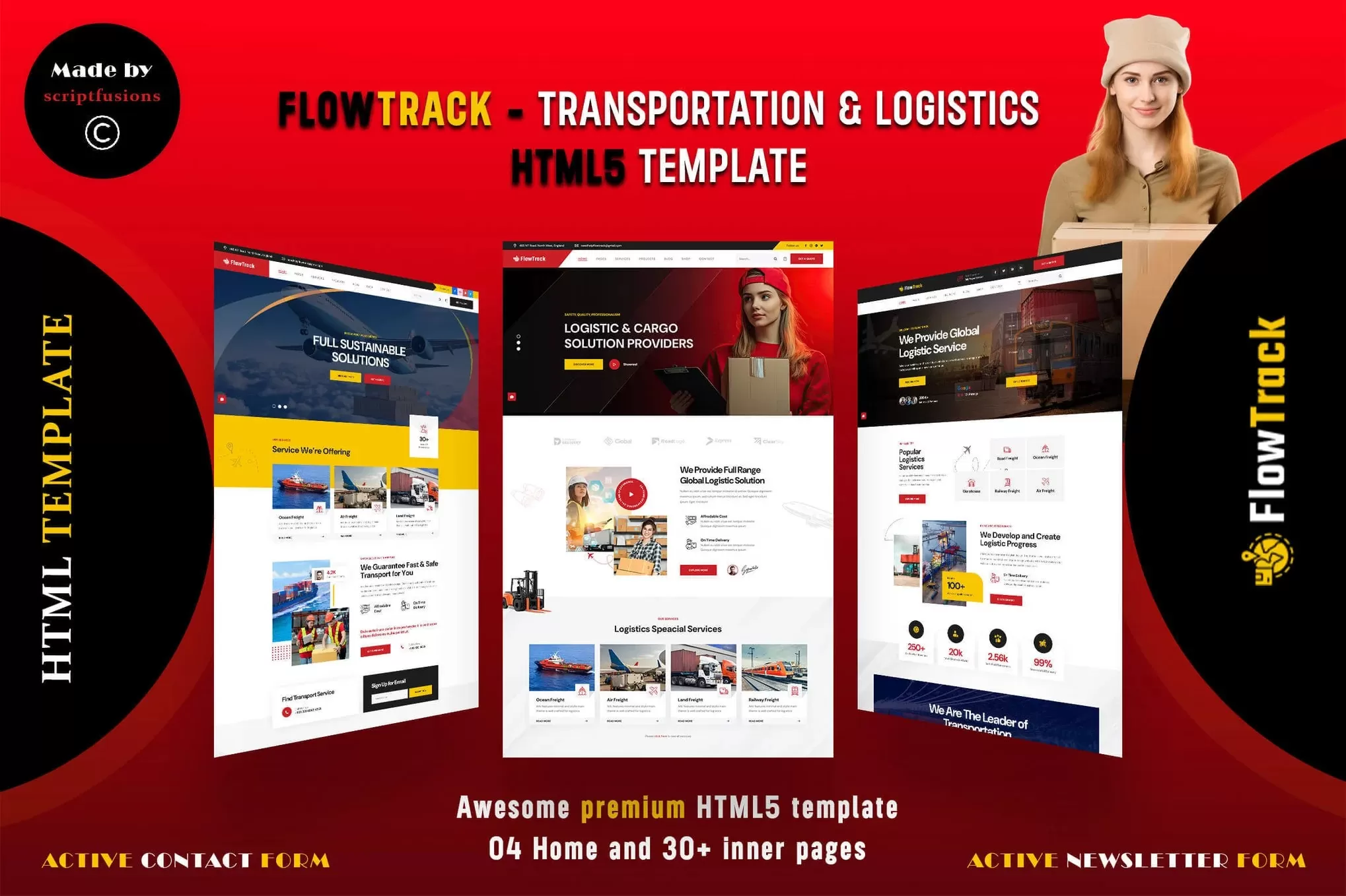Flowtrack – 运输物流HTML模板,货运公司官网