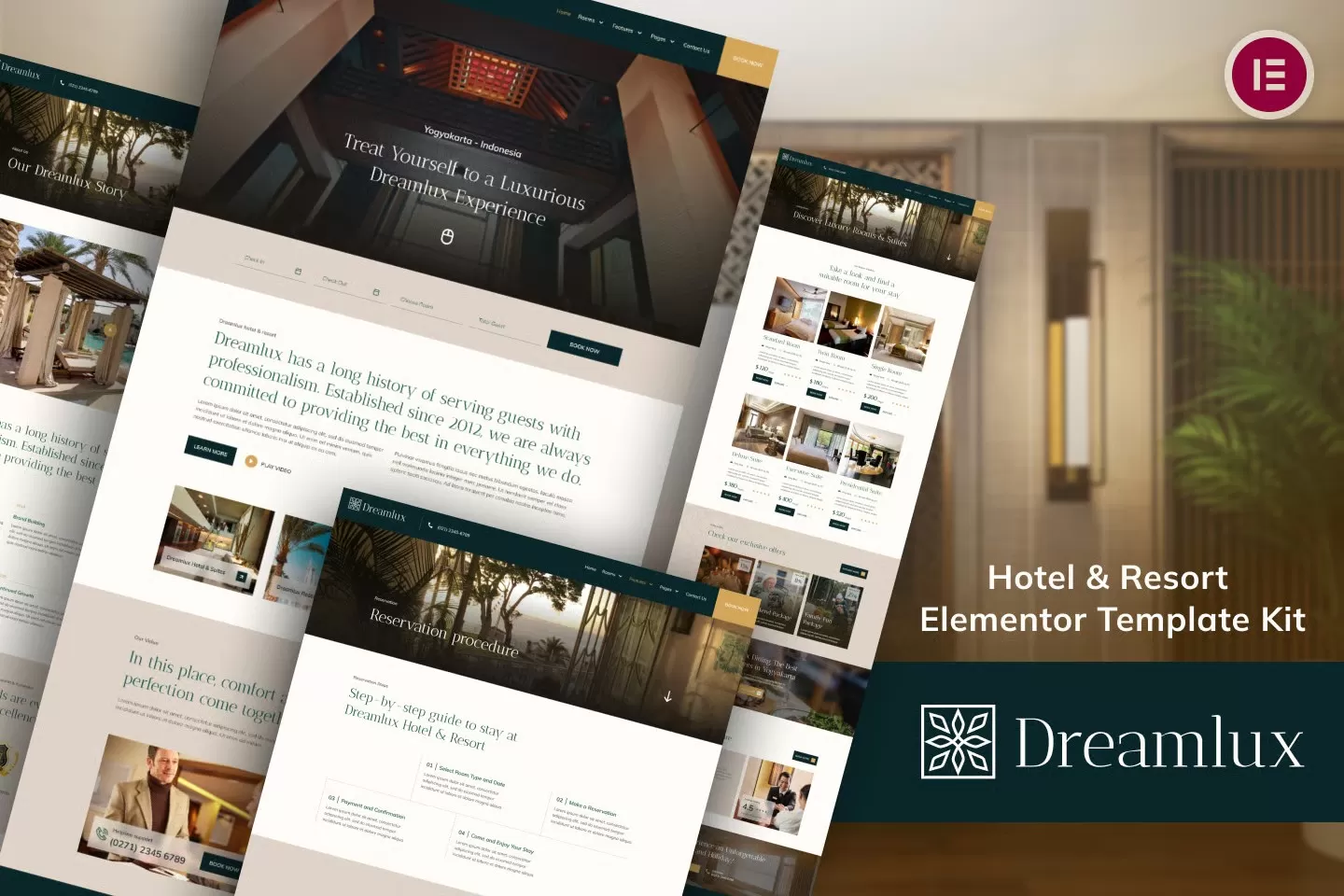 Dreamlux – 酒店度假村Elementor模板套件,豪华酒店官网