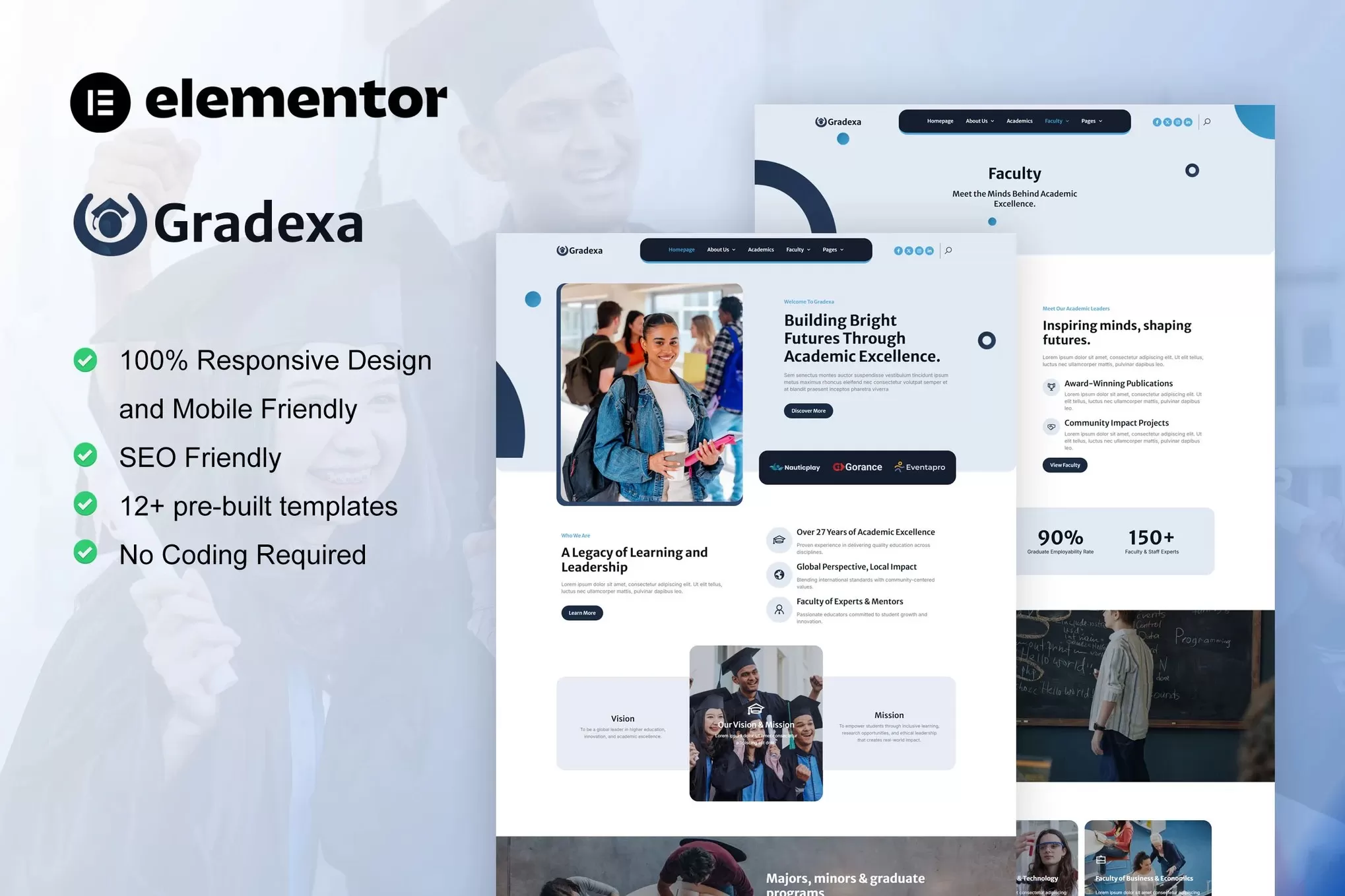 Gradexa – 大学学校Elementor Pro套件,教育机构官网