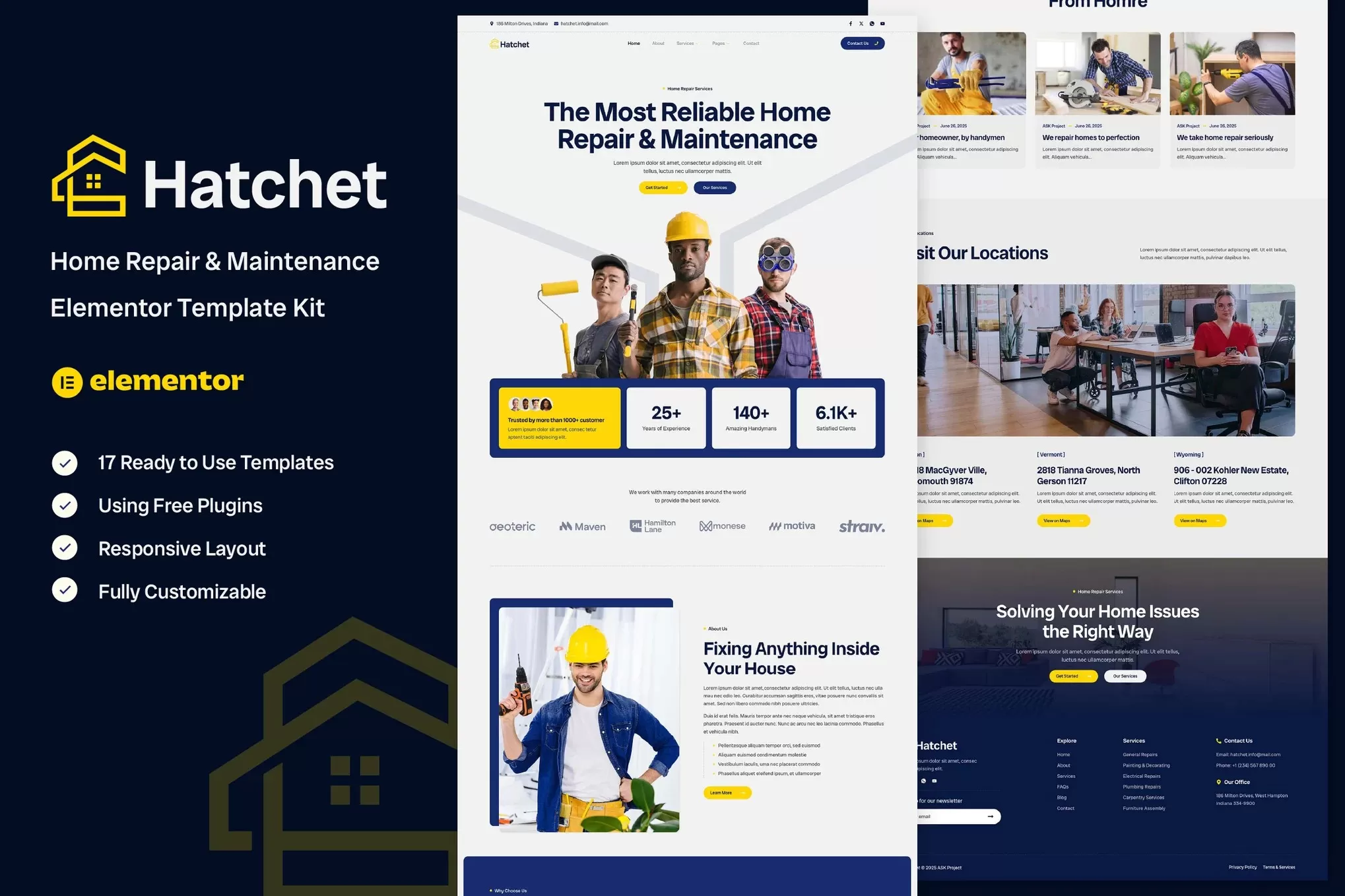 Hatchet – 家庭维修Elementor模板套件，装修保养官网