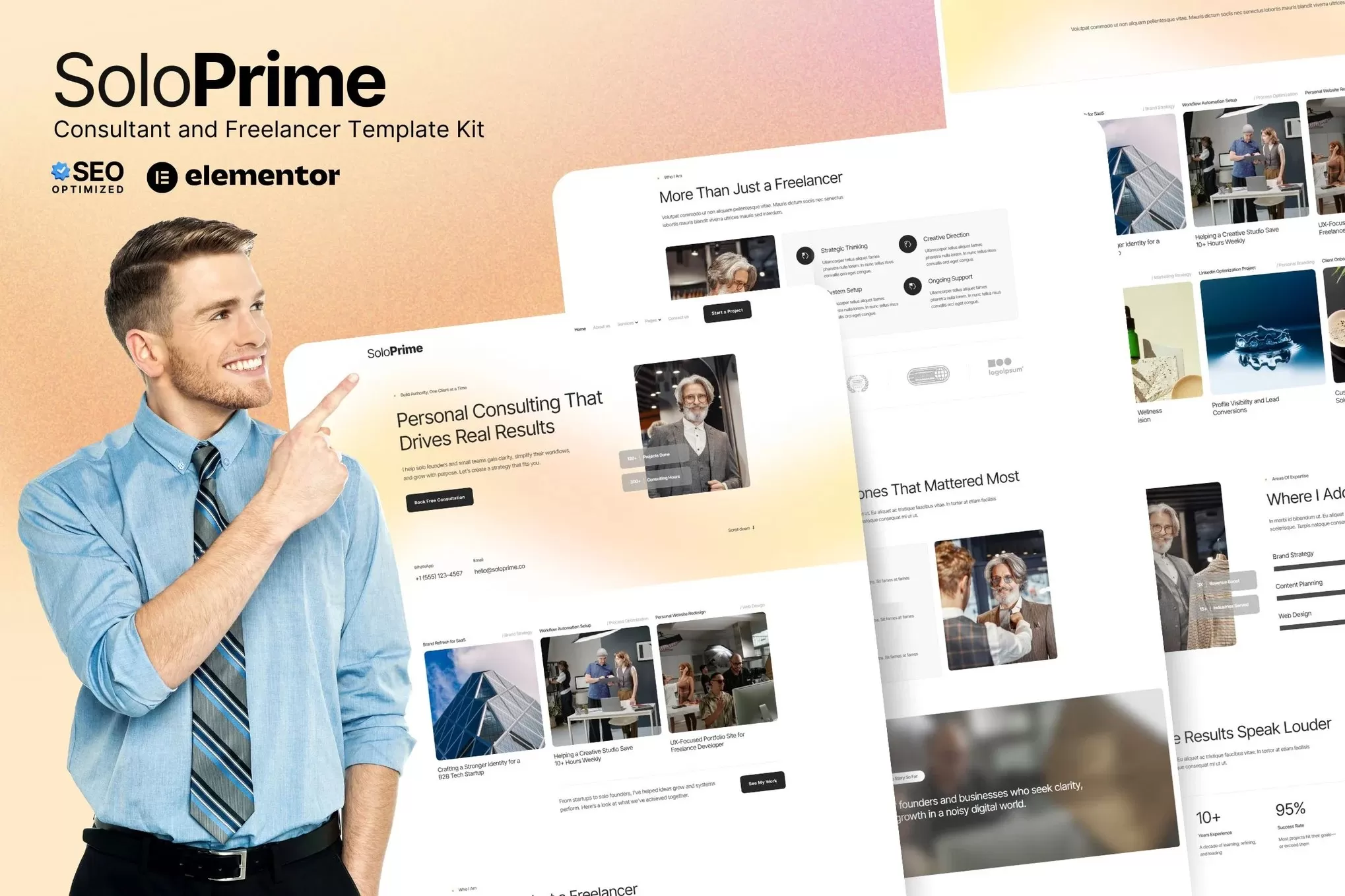 SoloPrime – 顾问自由职业者Elementor模板套件，个人品牌官网