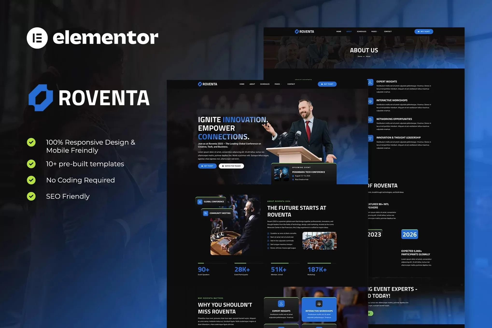 Roventa – 活动会议Elementor模板套件,展会庆典官网