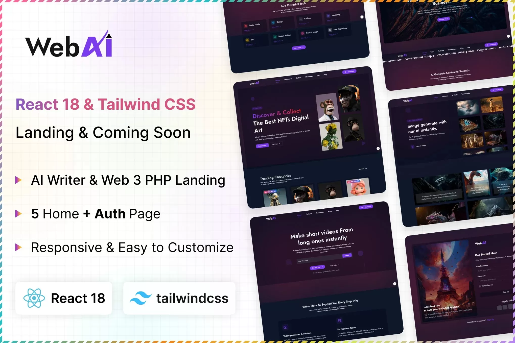 WebAi – AI初创React落地页,人工智能产品官网 – HTML模板