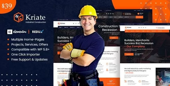 Kriate 1.2.8 – 工业建筑WordPress主题,多用途企业官网