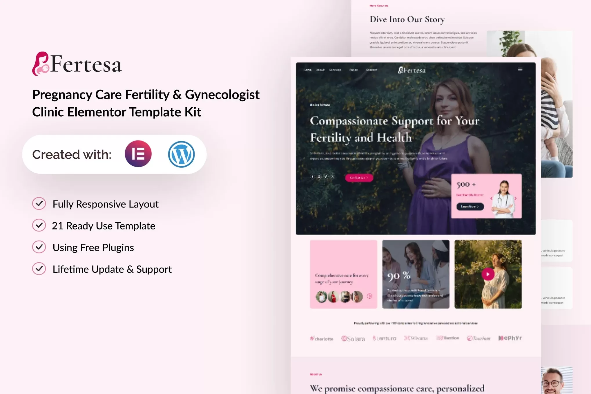 Fertesa – 孕期生育Elementor模板套件,妇科保健官网