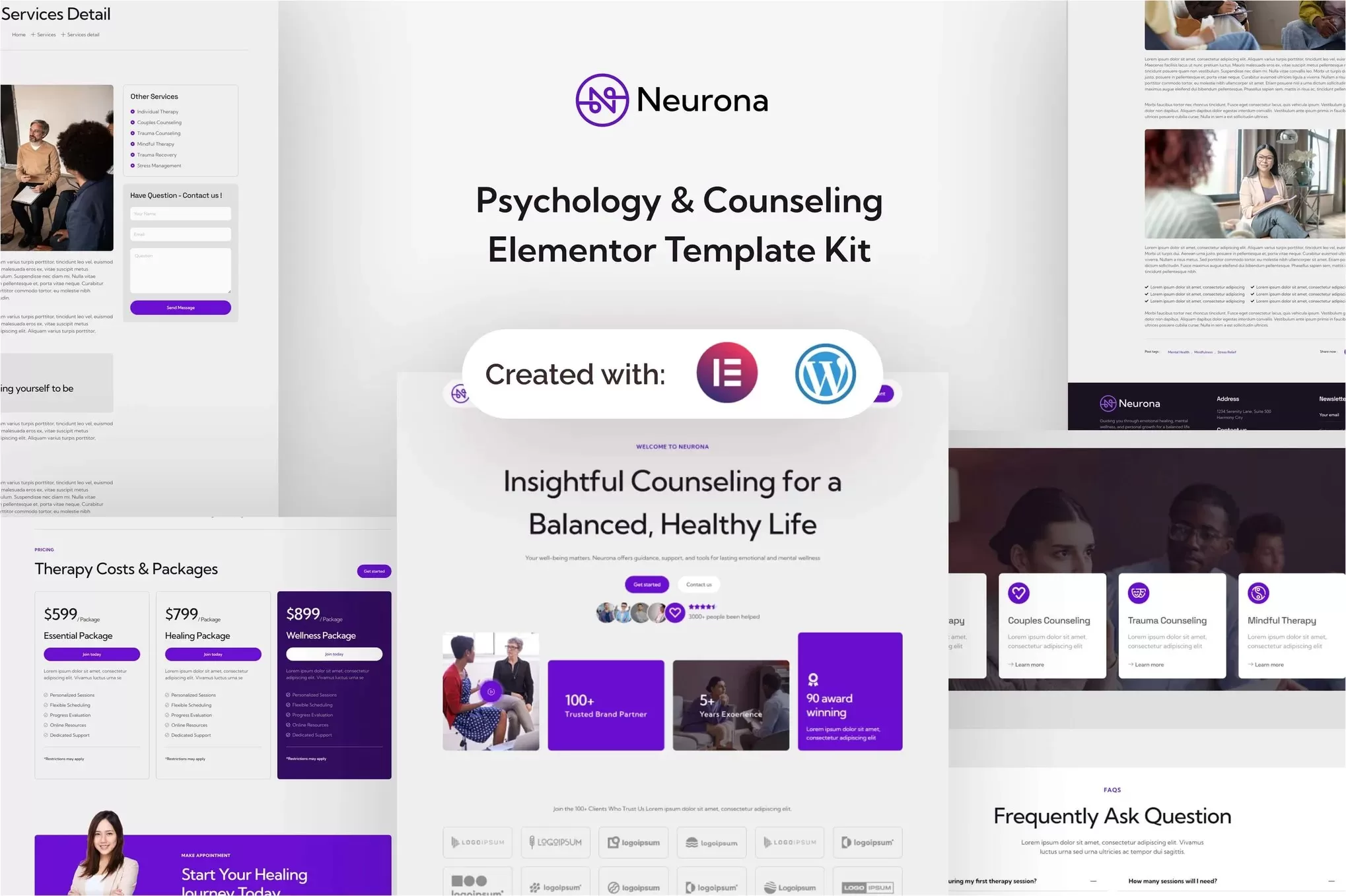 Neurona – 心理咨询Elementor模板套件,心理健康官网