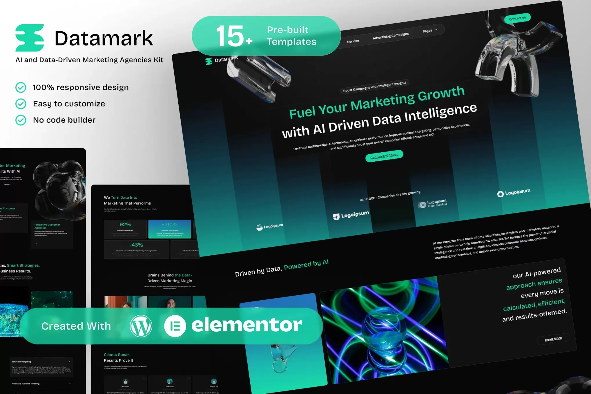 Datamark – AI数据营销Elementor模板套件,数据驱动机构官网