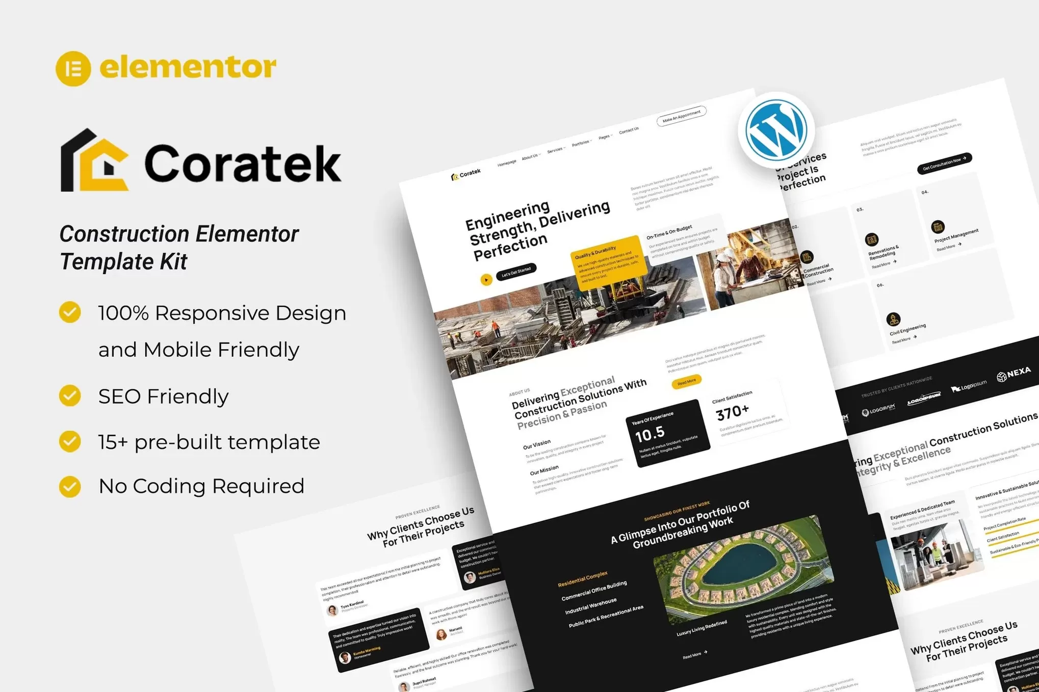 Coratek – 建筑施工Elementor模板套件,Construction官网