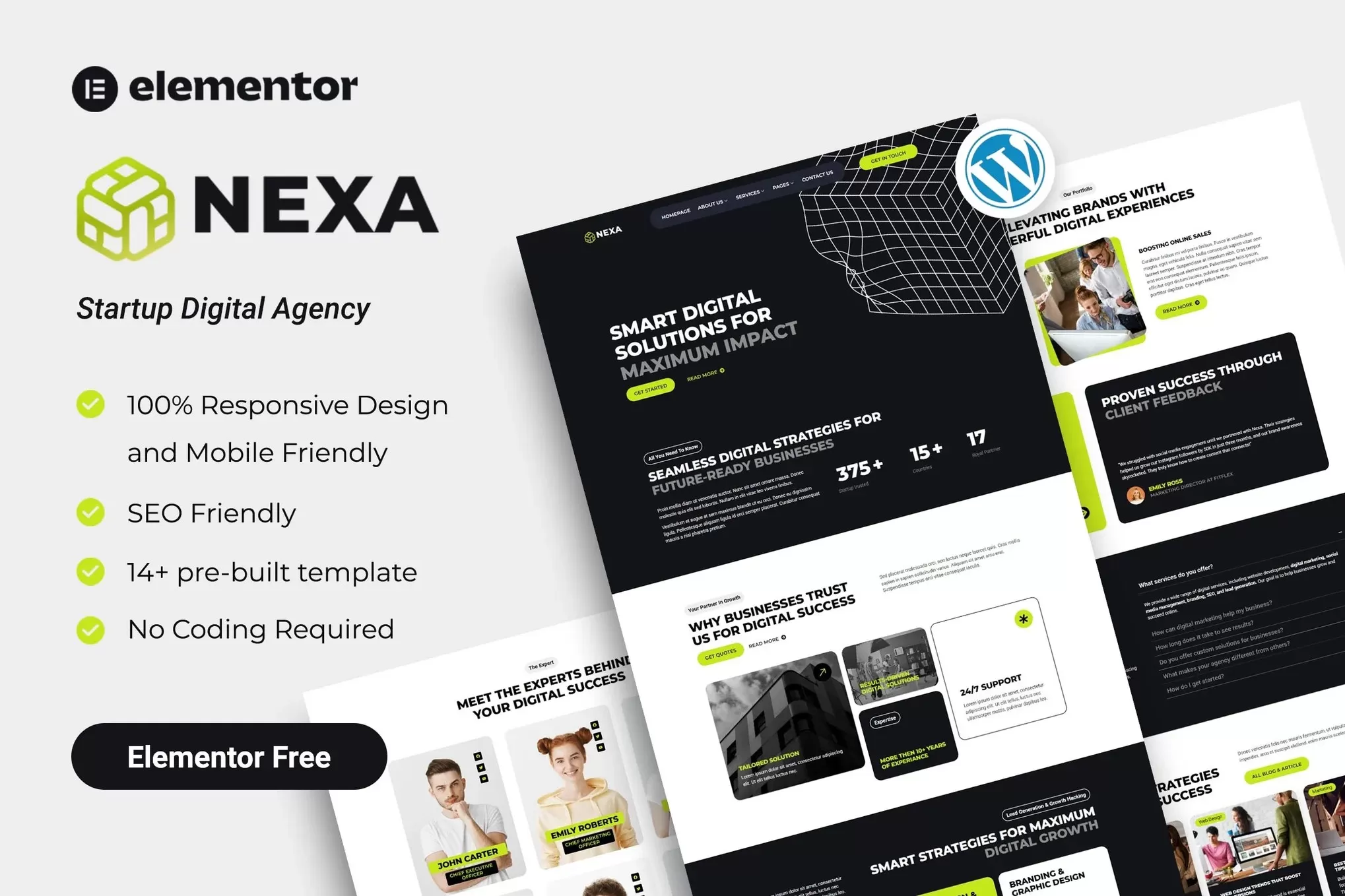 Nexa – 初创数字代理Elementor模板套件,创业公司官网