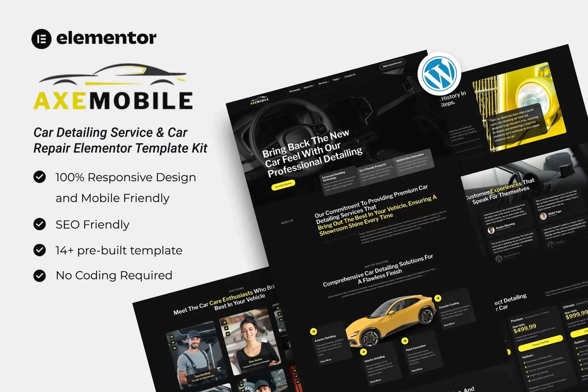 Axemobile – 汽车美容Elementor模板套件,维修服务官网