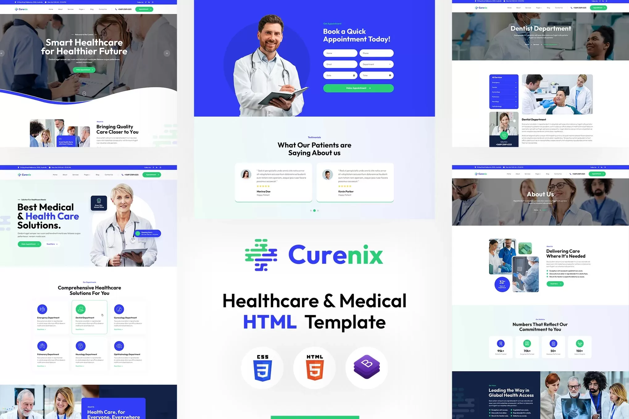 Curenix – 医疗健康HTML模板,诊所医院官网