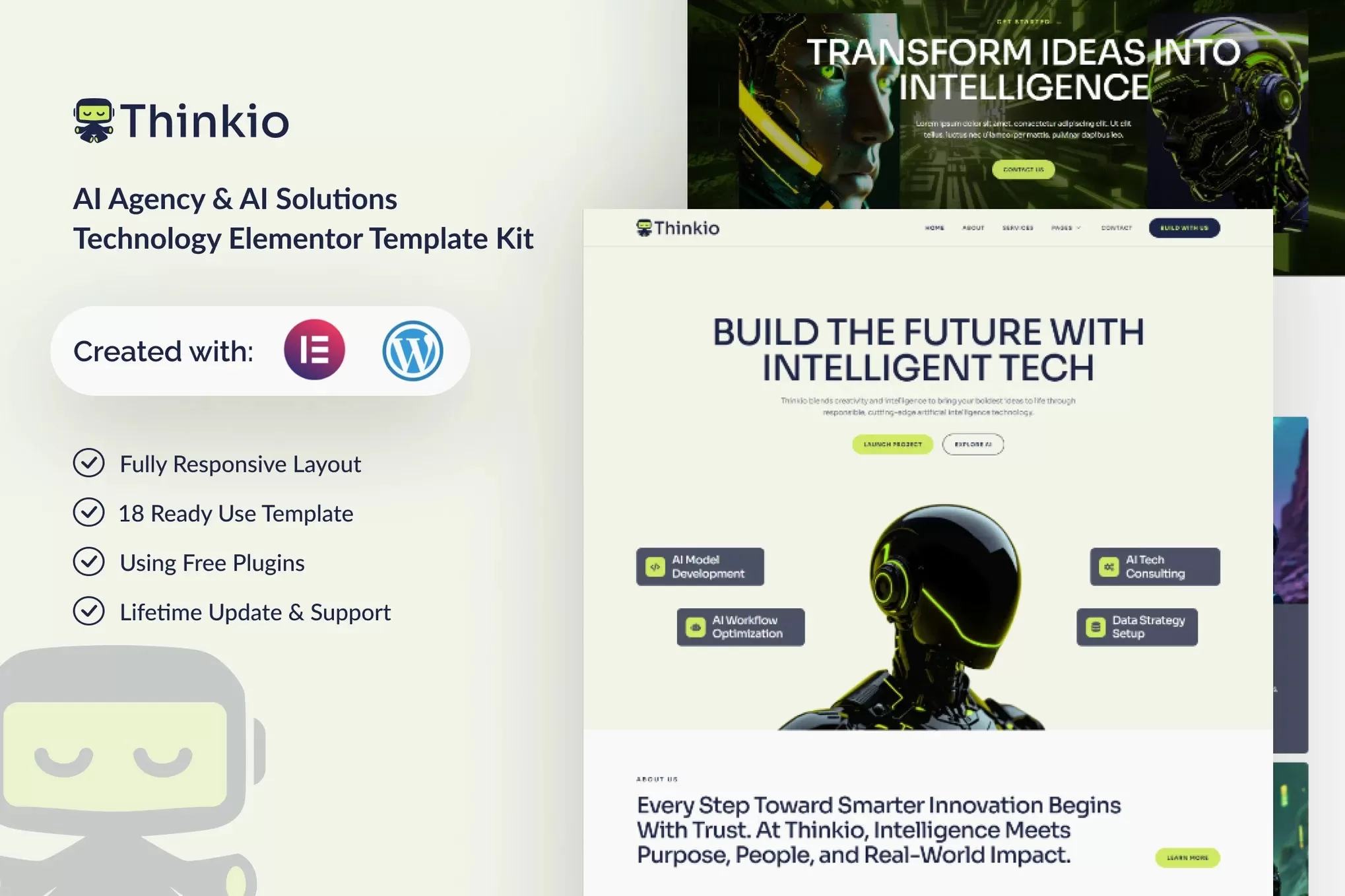 Thinkio – AI科技Elementor模板套件,人工智能公司官网