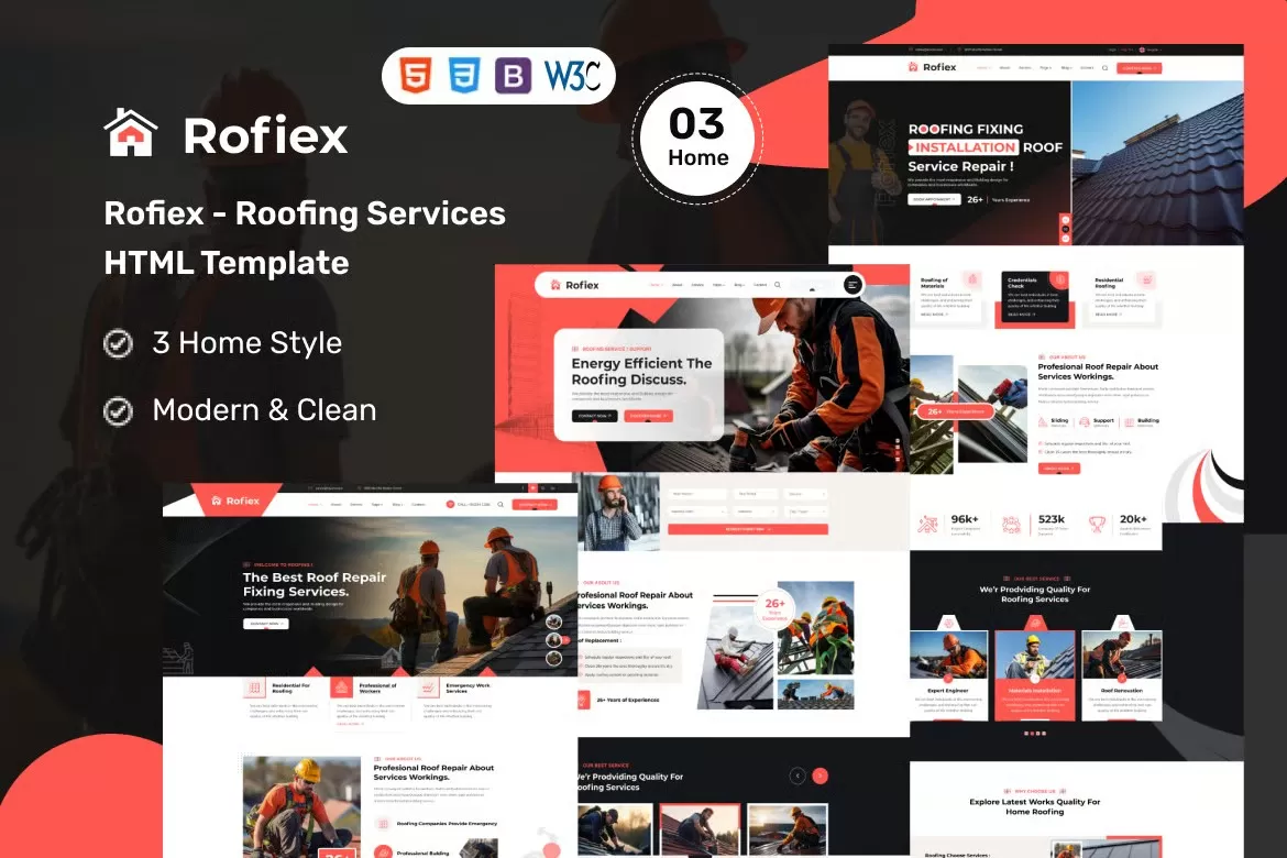 Rofiex – 屋顶服务HTML模板,防水维修行业官网