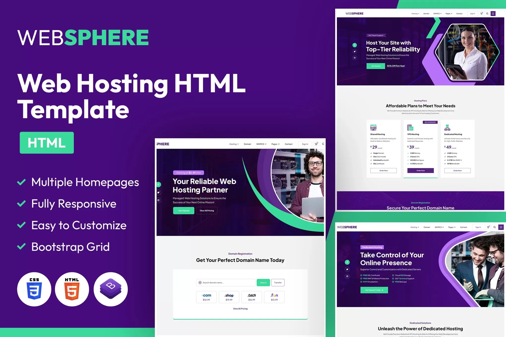 WebSphere – Web托管HTML模板,主机服务商官网