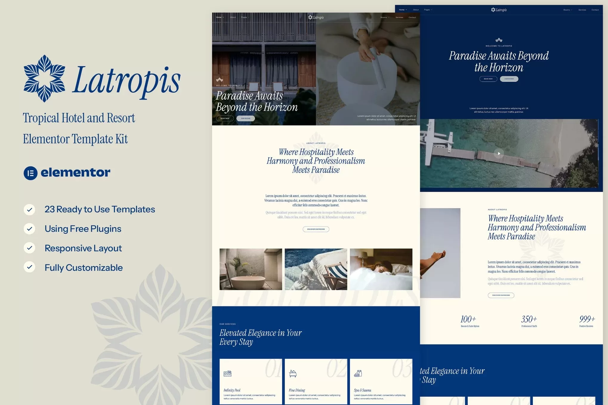 Latropis – 热带酒店度假村Elementor模板套件,度假酒店官网