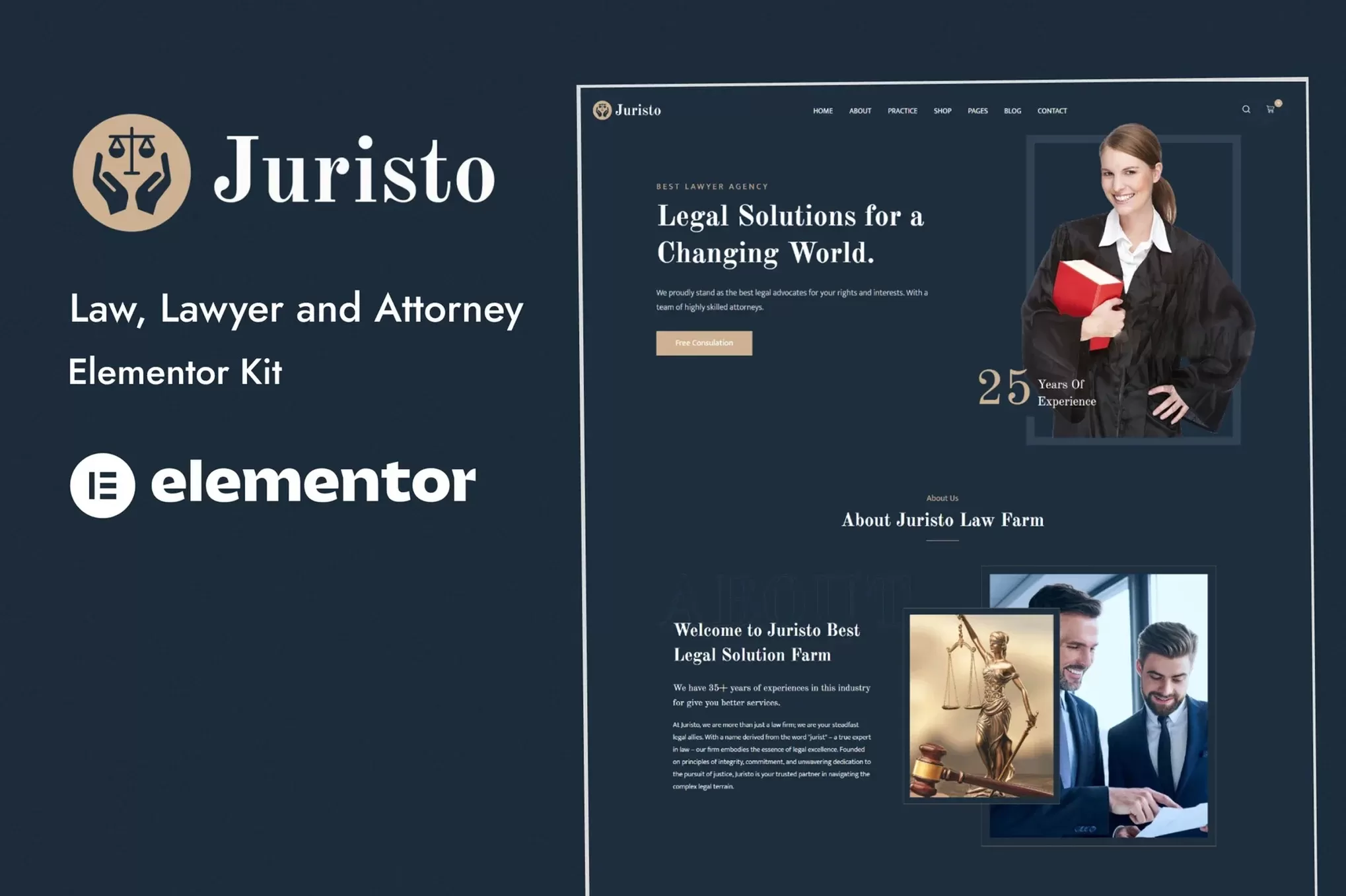 Juristo – 律师Elementor模板套件,法律服务官网