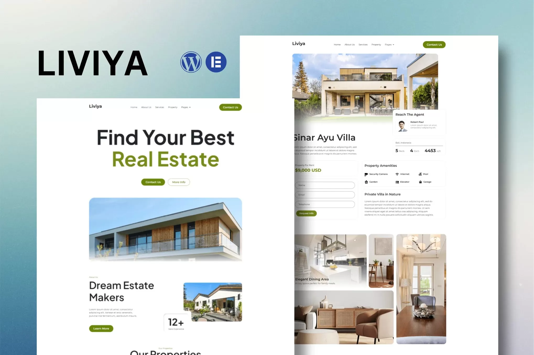 Liviya – 房地产Elementor模板套件,楼盘中介官网