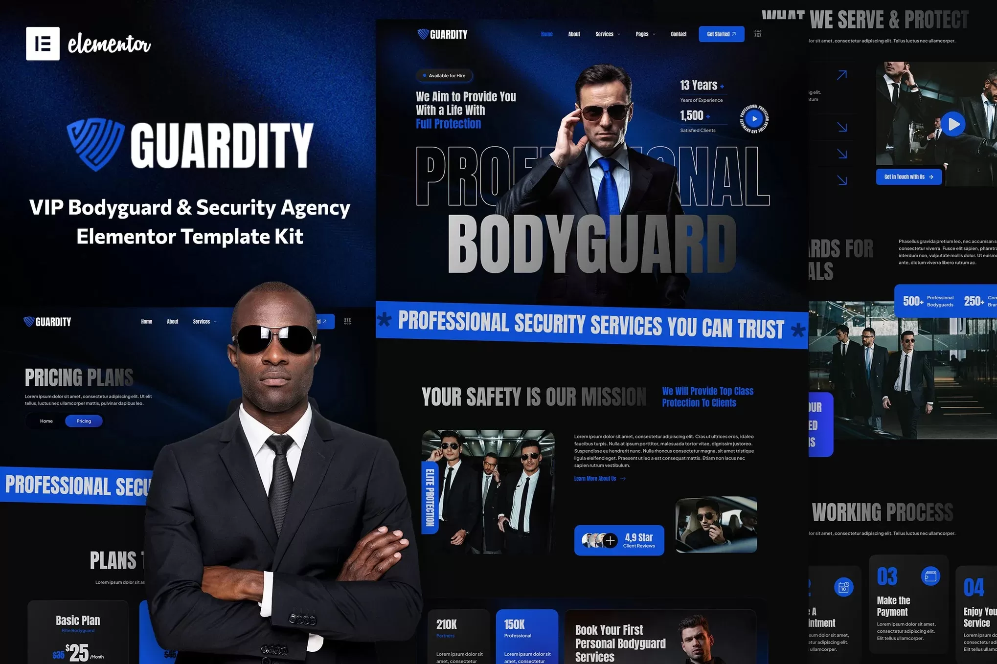 Guardity – 保镖安保Elementor模板套件,VIP护卫服务官网