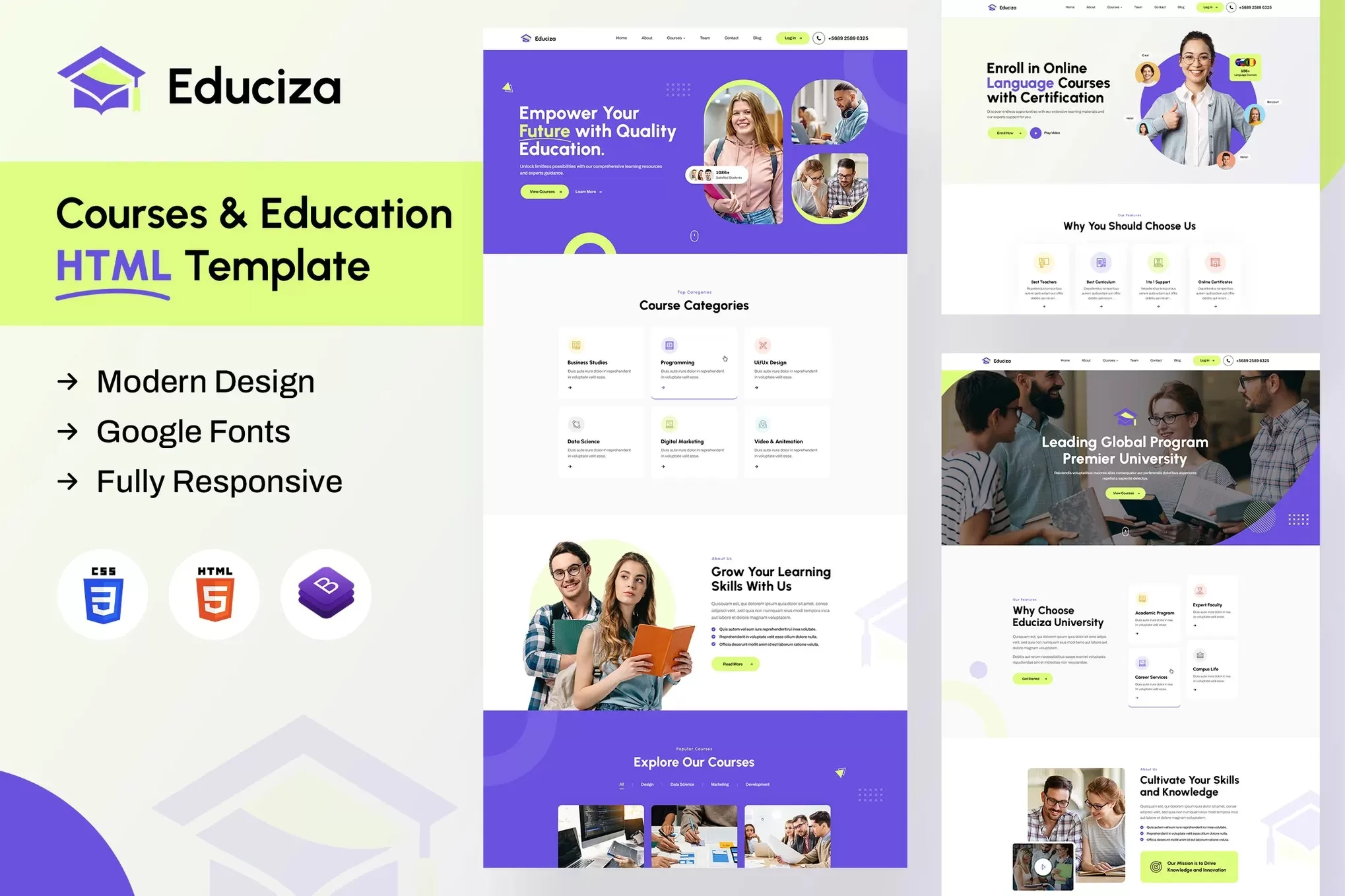 Educiza – 课程教育HTML模板,在线学习平台官网