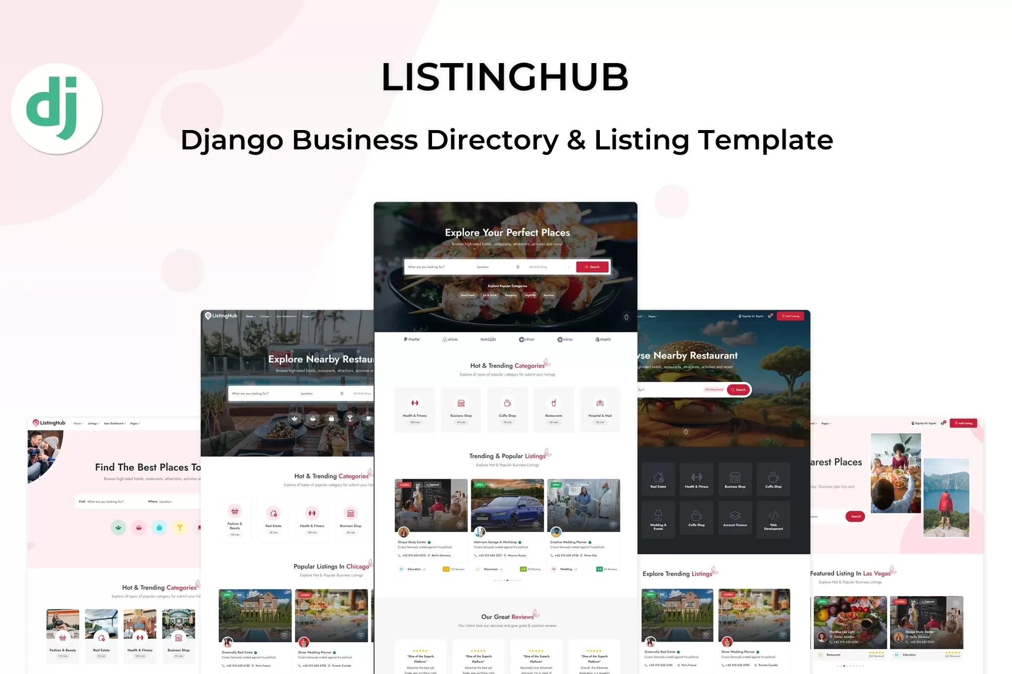 ListingHub – Django商业列表HTML模板,分类信息平台
