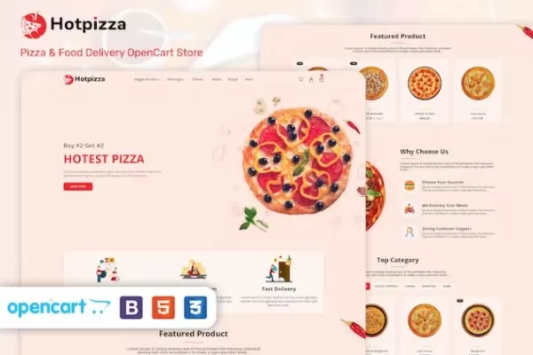 HotPizza – 披萨外卖OpenCart商店,餐饮美食电商