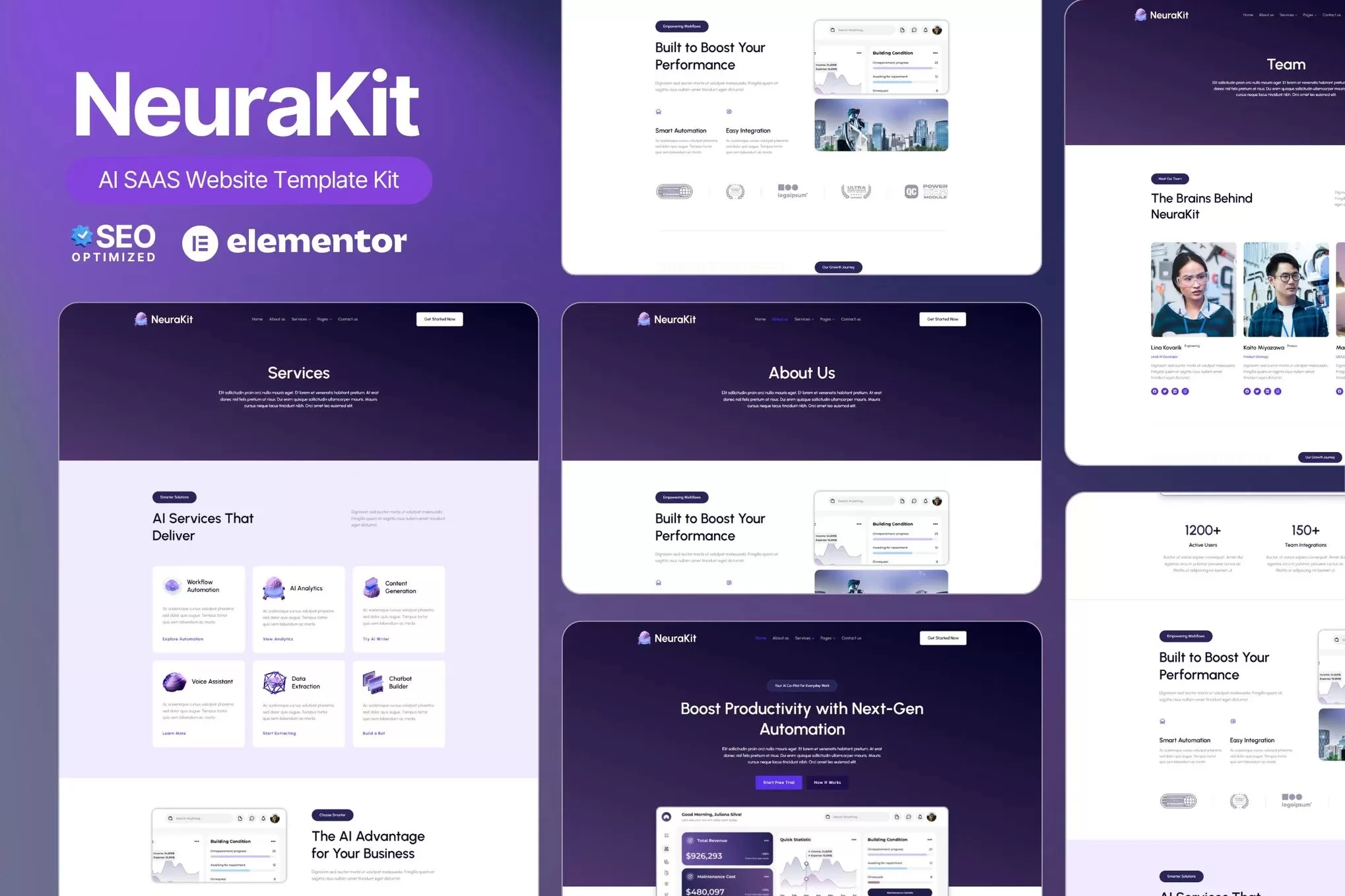 NeuraKit – AI SaaS Elementor 模板套件