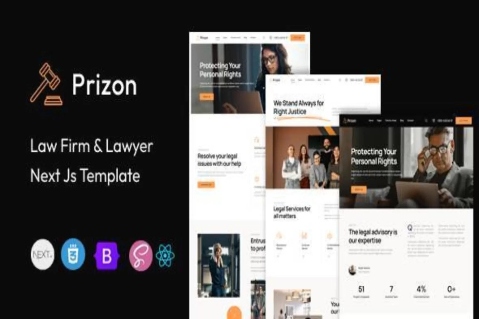 Prizon | 律师事务所 & 律师 React Next Js 模板