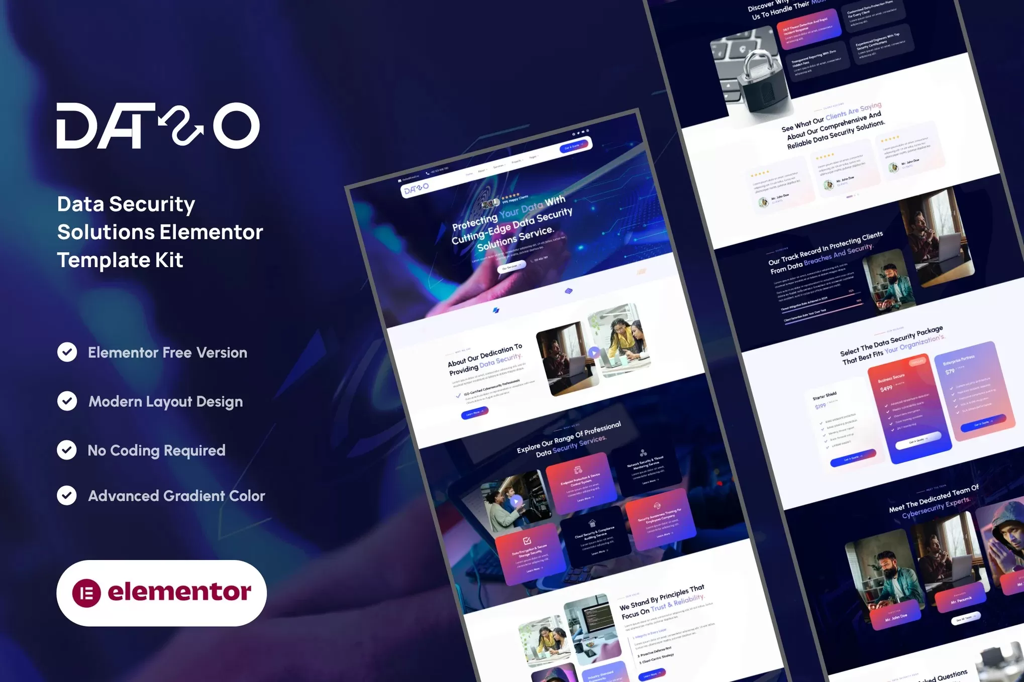 Dataso – 数据安全解决方案 Elementor 模板套件