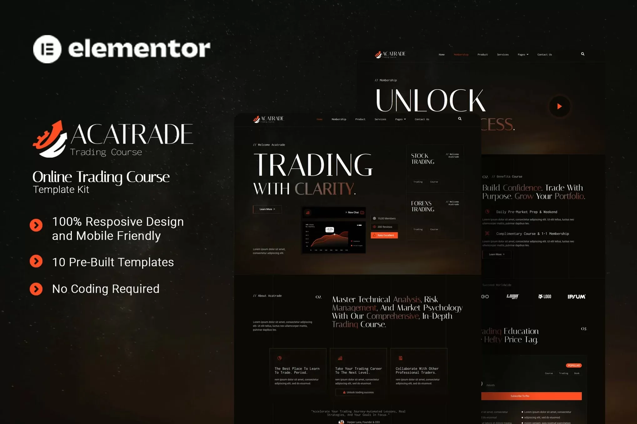 Acatrade – 在线交易课程 Elementor 模板套件