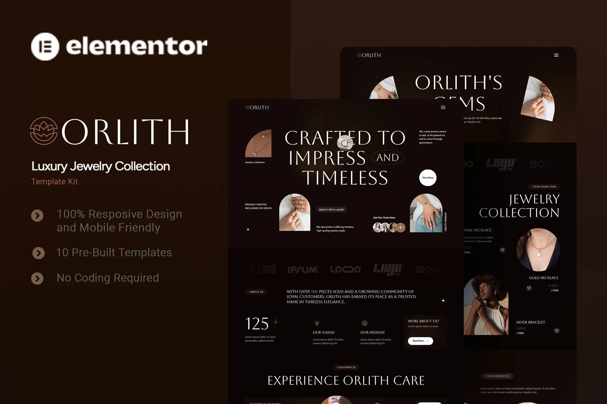 Orlith – 奢华珠宝系列 Elementor 模板套件