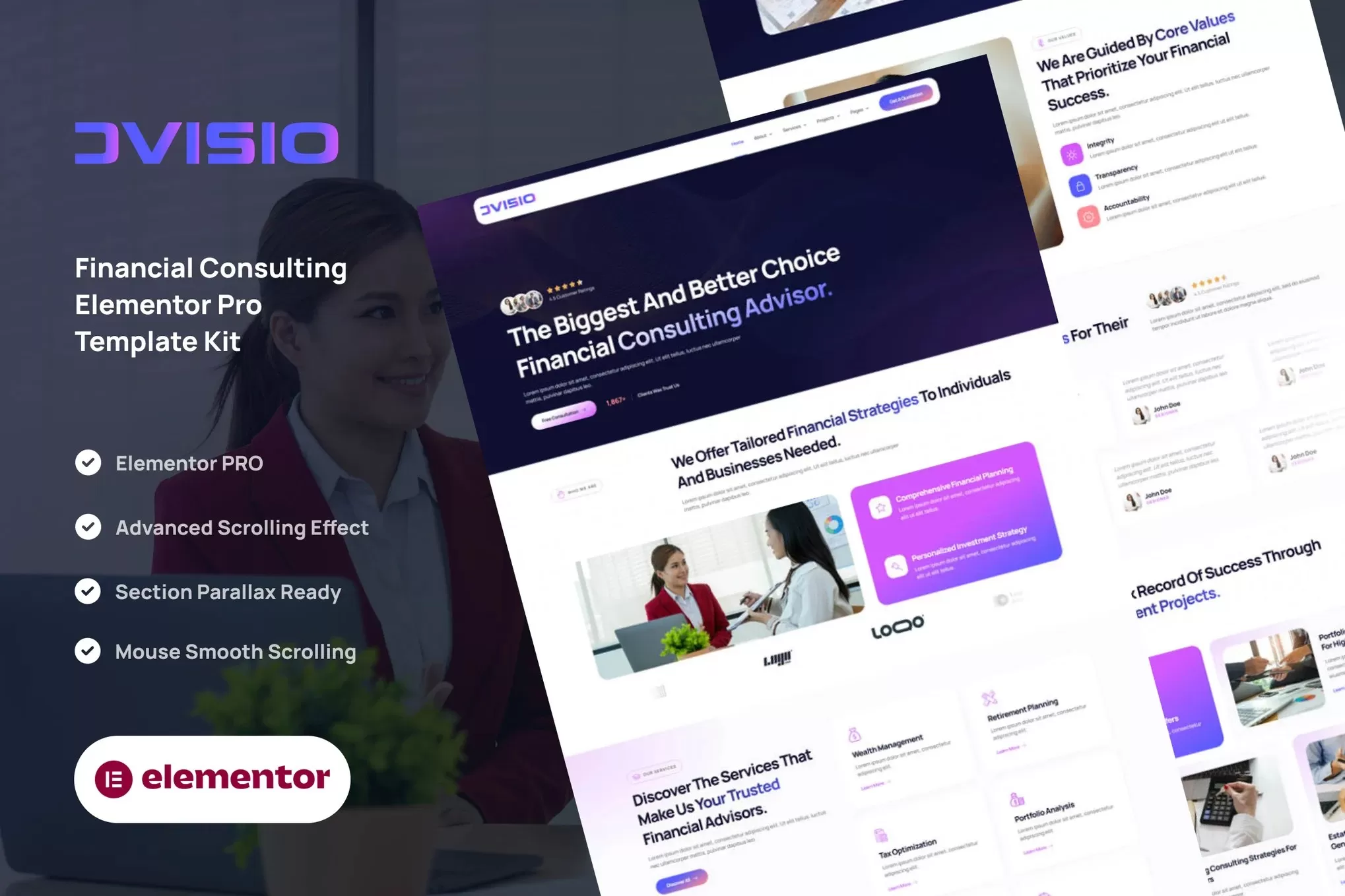 Advisio – 财务咨询 Elementor Pro 模板套件