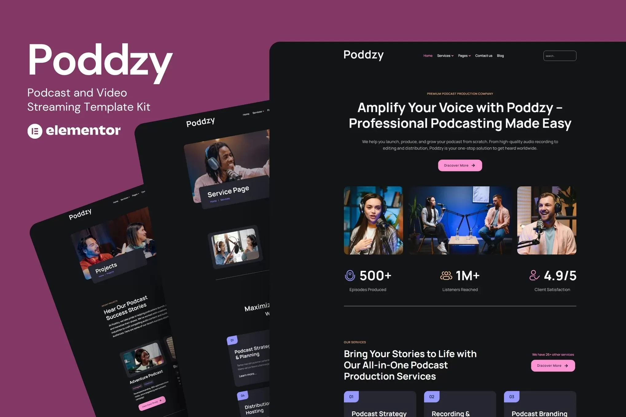 Podzzy – 播客和视频流 Elementor 套件